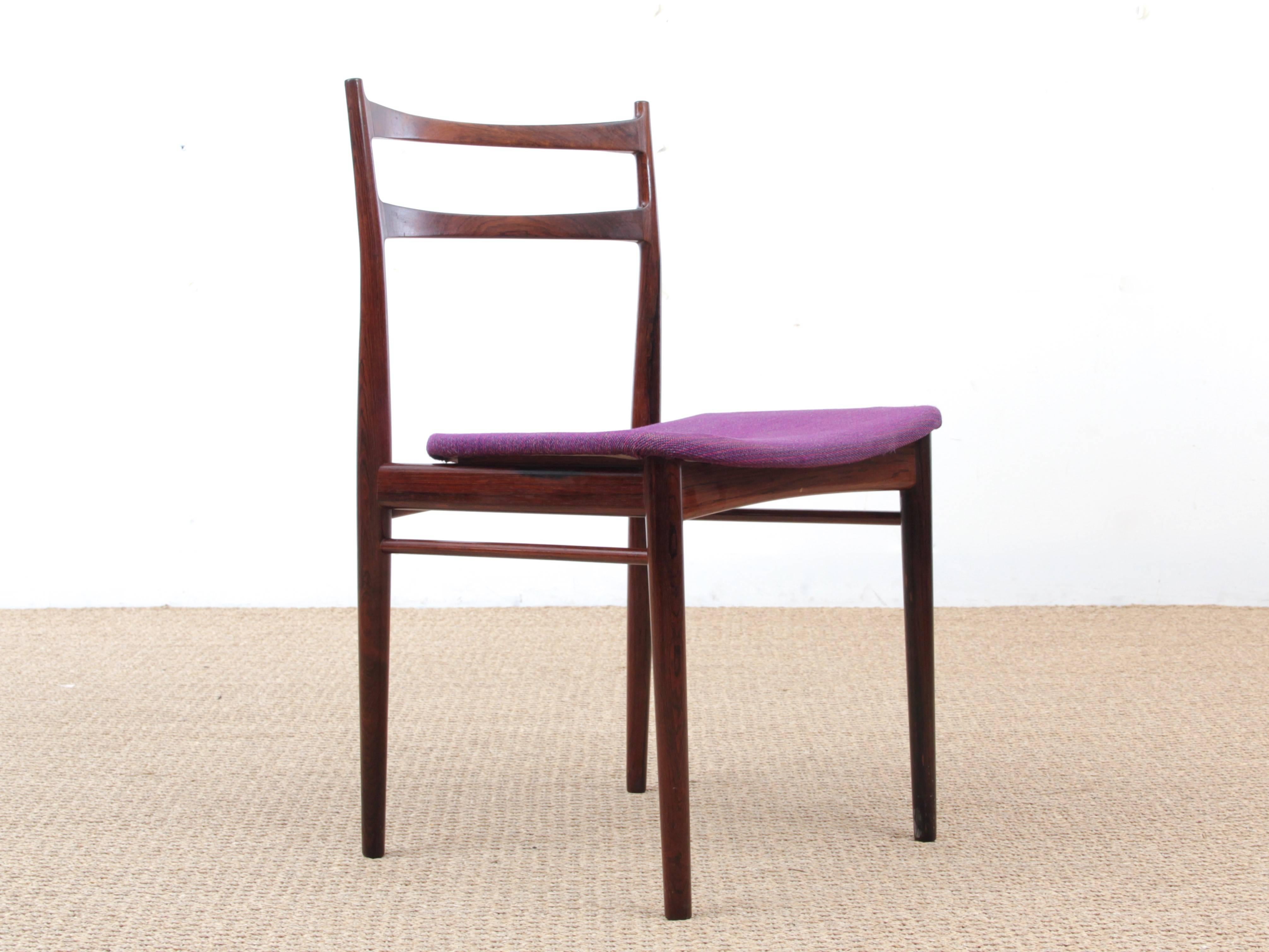 Mid-Century Modern Scandinavian Set of Six Chairs by H. Rosengren Hansen In Good Condition In Courbevoie, FR