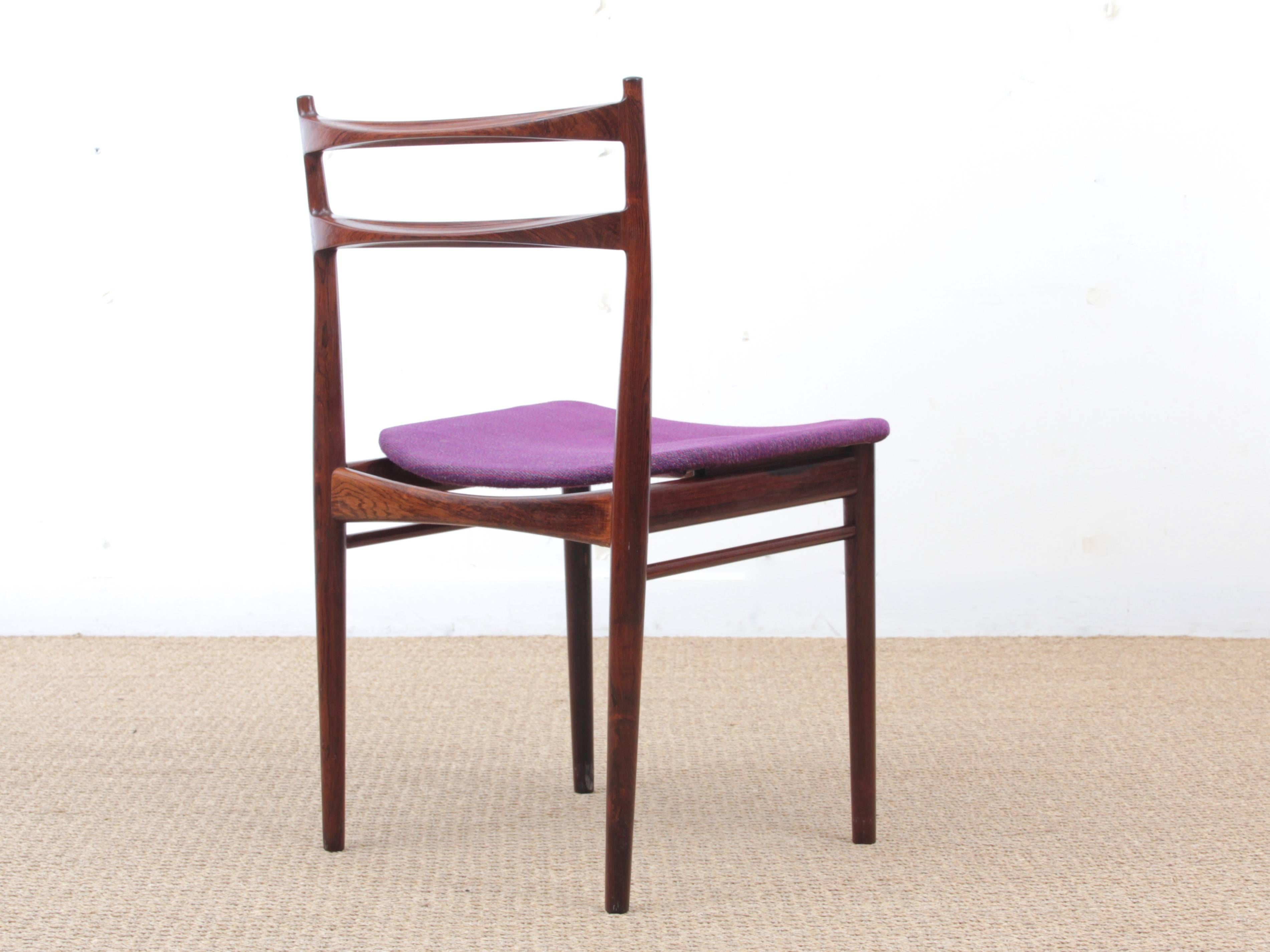Rosewood Mid-Century Modern Scandinavian Set of Six Chairs by H. Rosengren Hansen