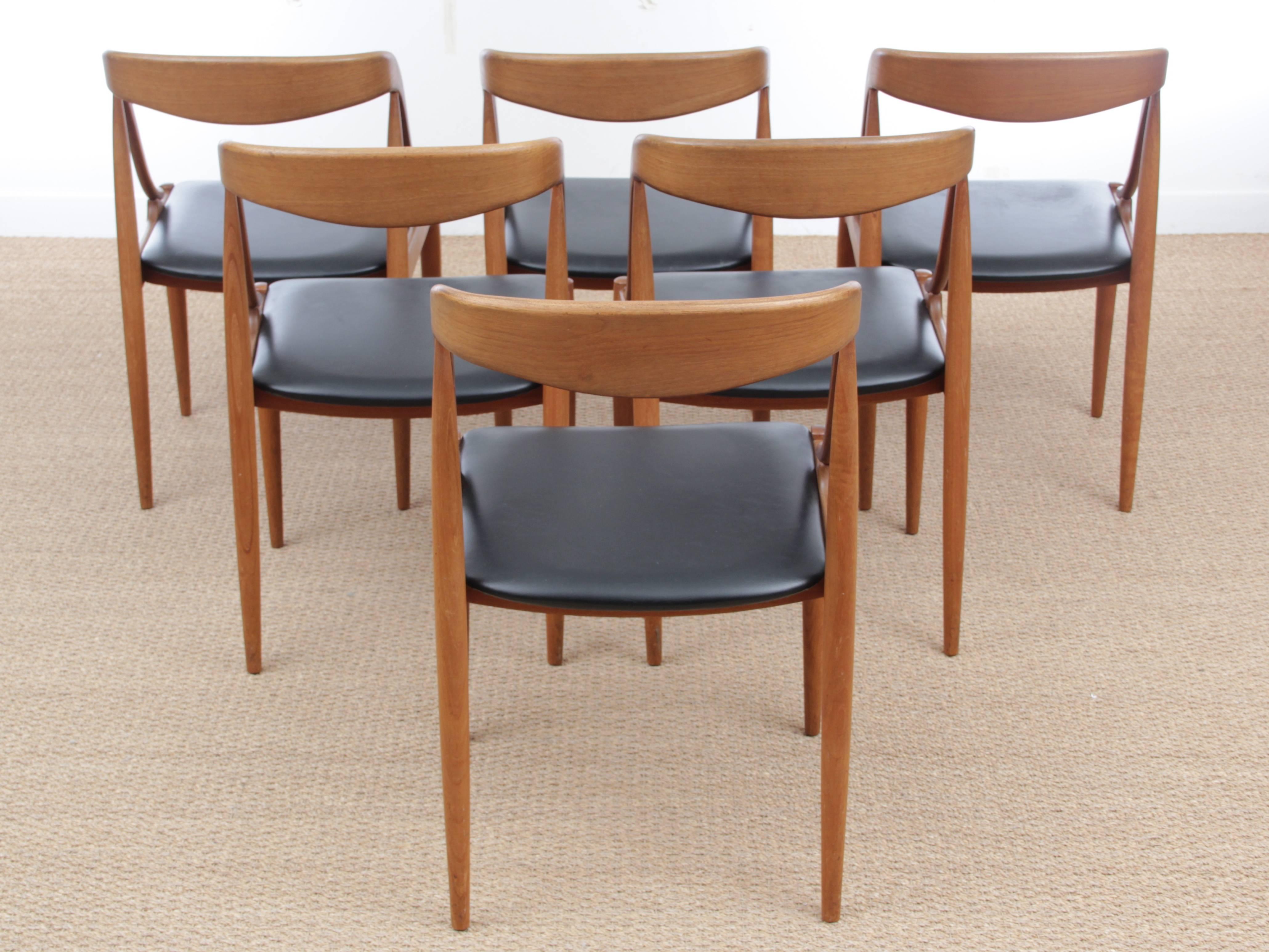 Mid-Century Modern Scandinavian Set of Six Dining Chairs in Teak 6