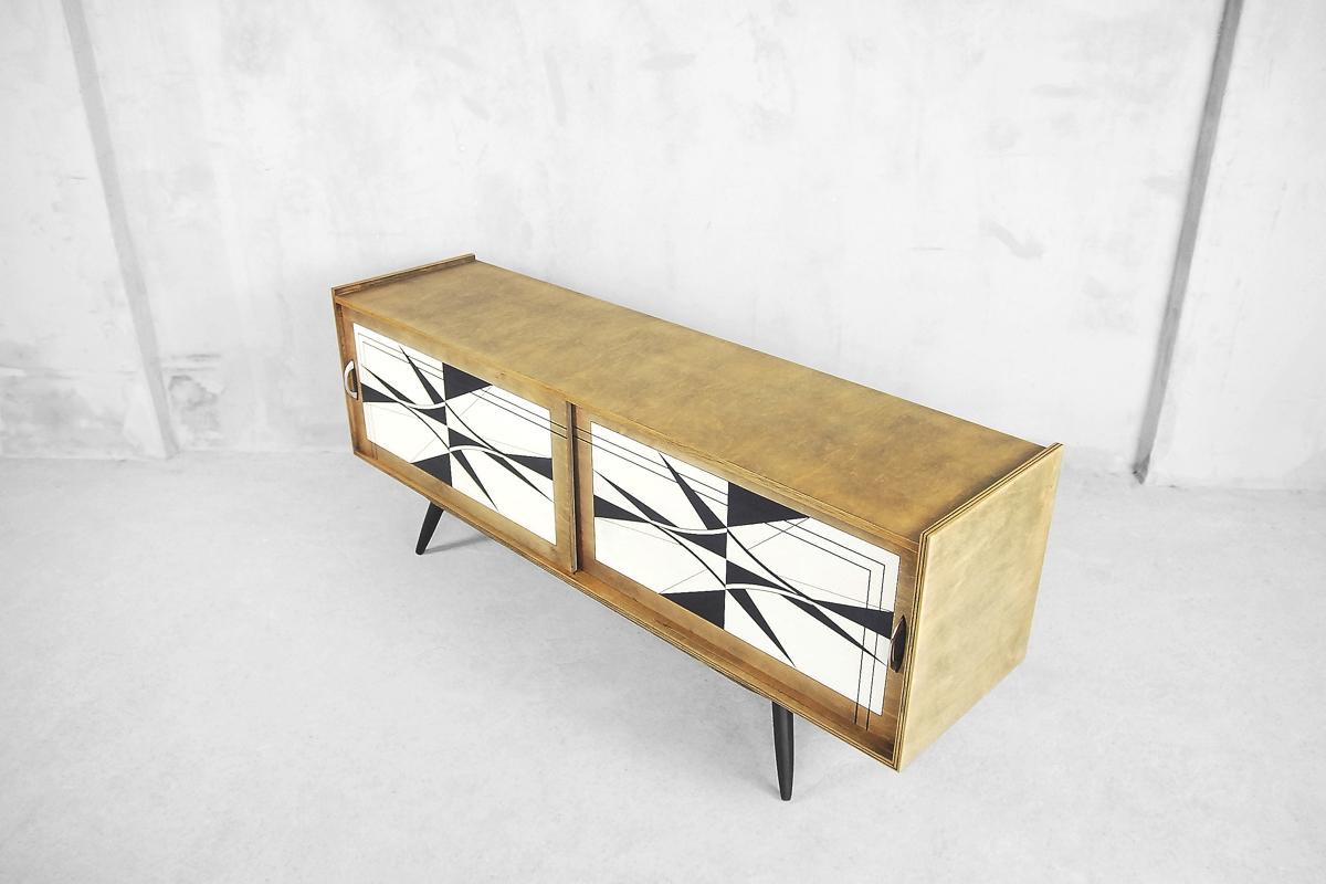 Mid-Century Modern Scandinavian Sideboard with Hand Painted Pattern, 1960s 7