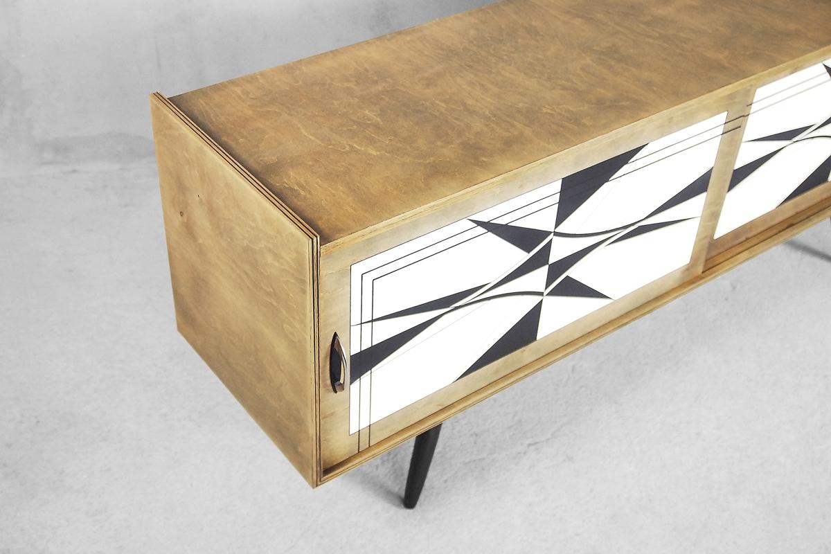 Mid-Century Modern Scandinavian Sideboard with Hand Painted Pattern, 1960s 3