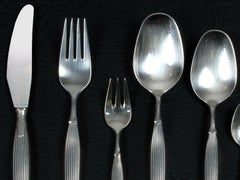 Mid-Century Modern Scandinavian Silver Plated Cutlery Set for 12 People