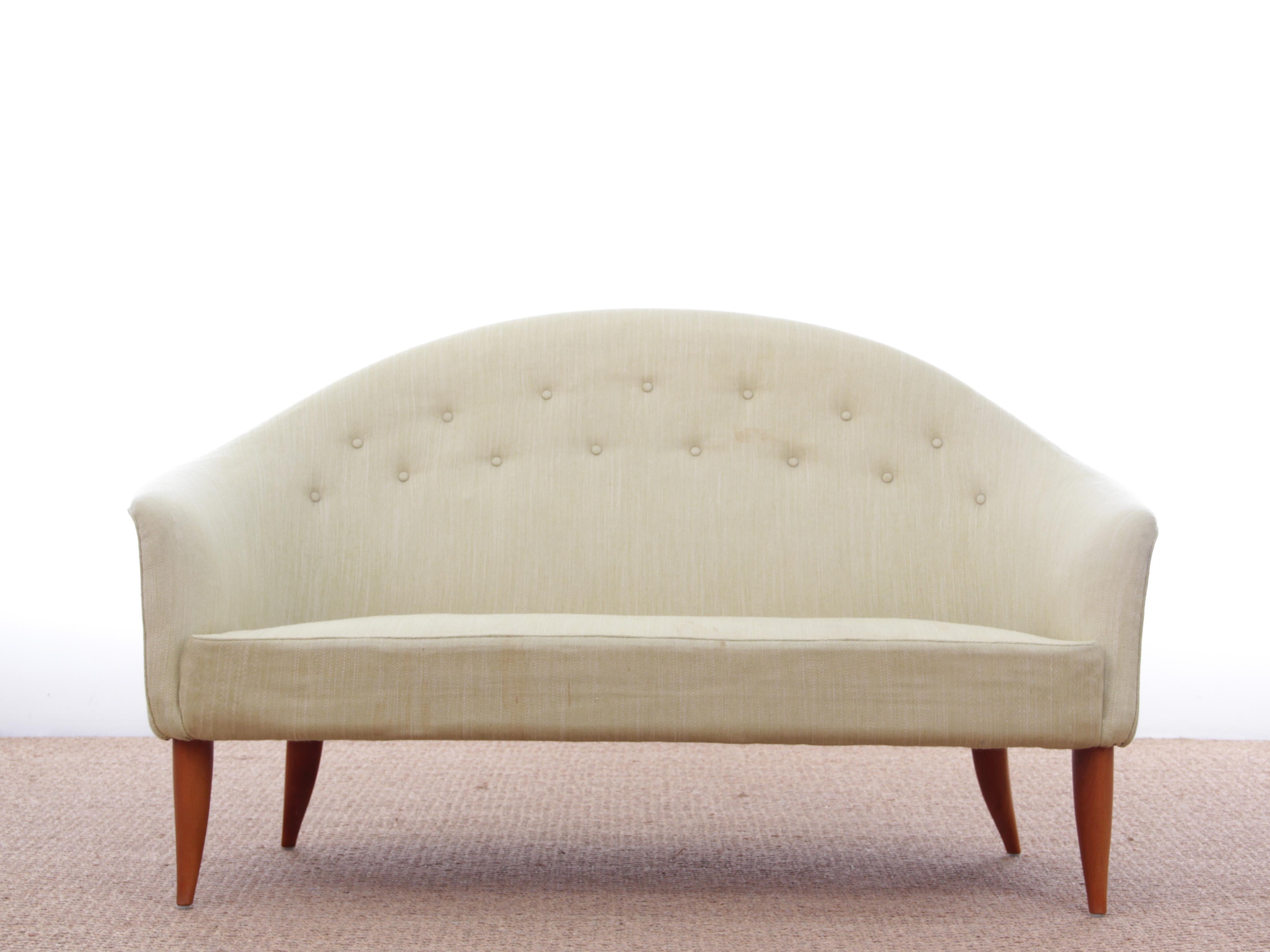 Mid-Century Modern Scandinavian sofa 2-seat in style of Carl Malmsten. Will be re-upholstered with the fabric of your choice between Step Melange fabric collection.