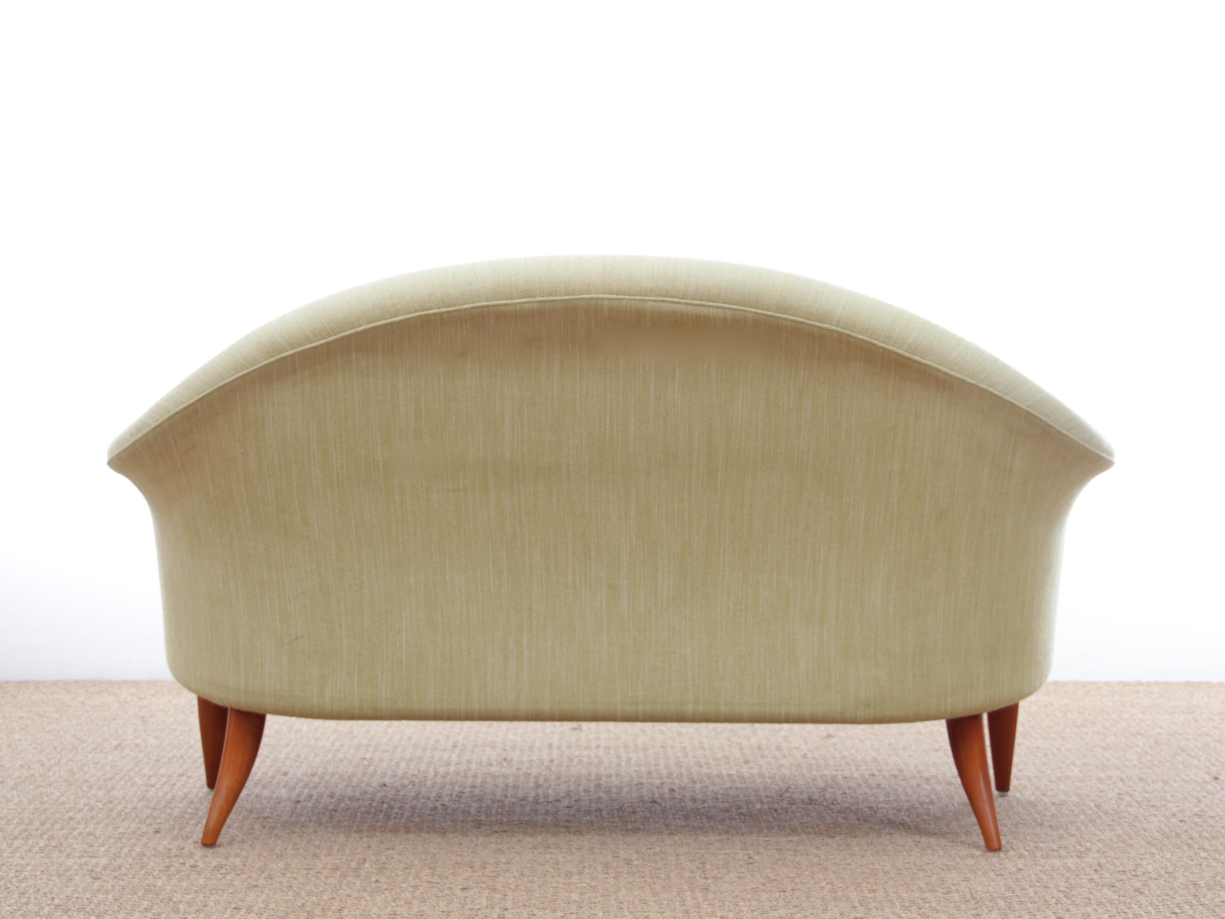 Beech Mid-Century Modern Scandinavian Sofa 2-Seat For Sale