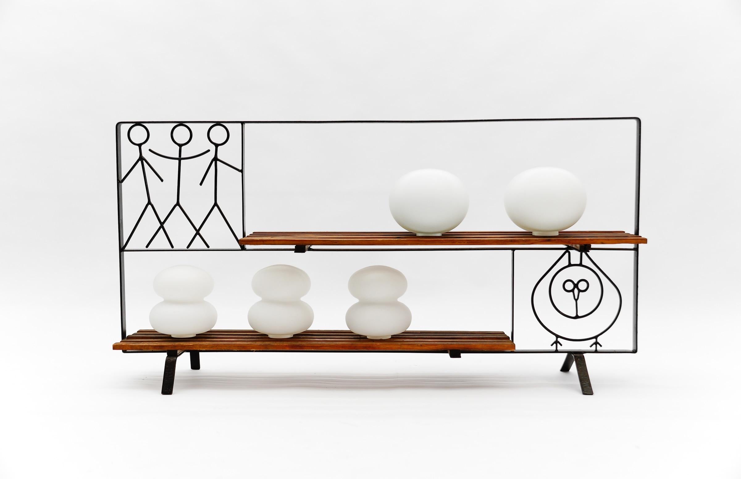 Mid-20th Century Mid-Century Modern Scandinavian String and Wood Étagère / Flower Stand, 1960s
