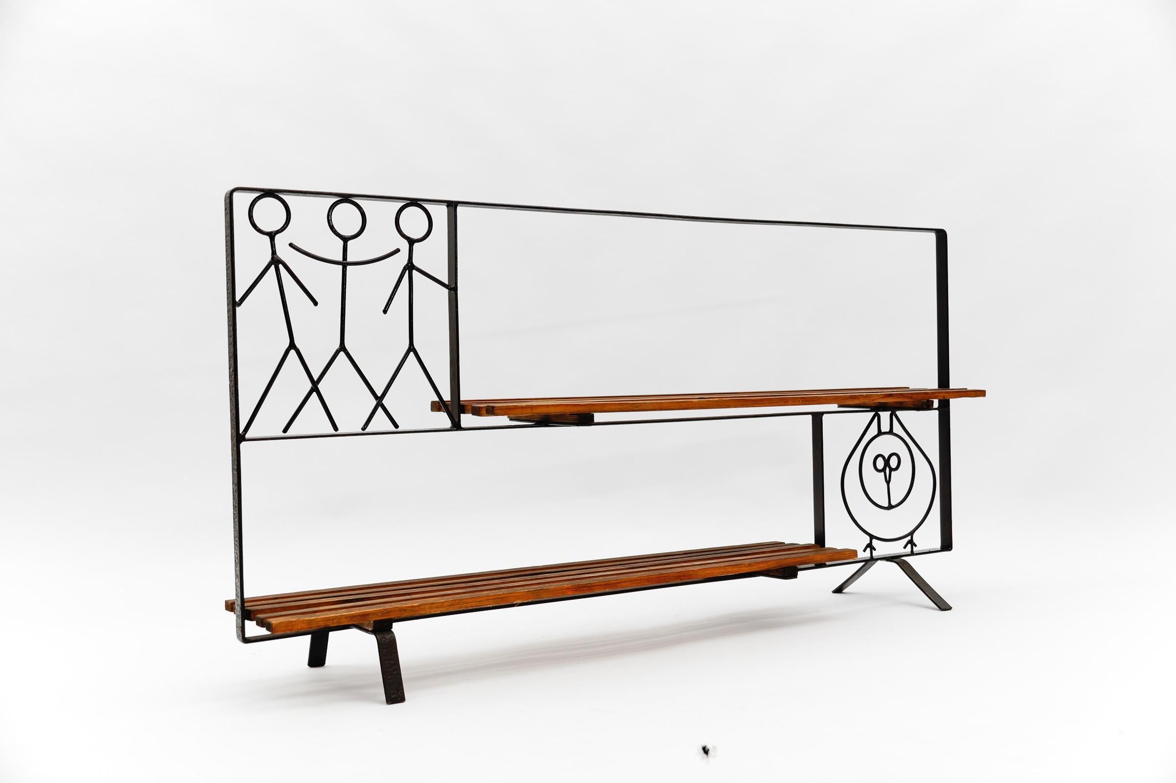 Mid-Century Modern Scandinavian String and Wood Étagère / Flower Stand, 1960s For Sale 1