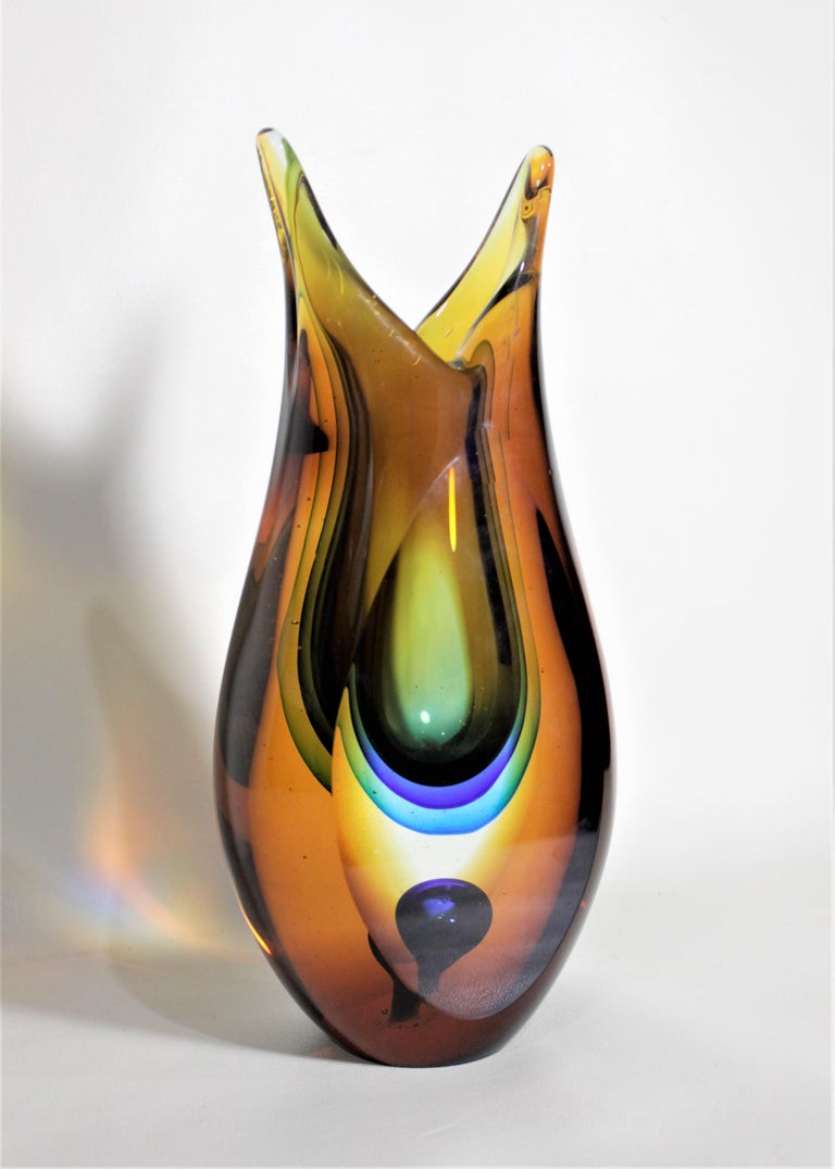 MidCentury Modern Scandinavian Studio Art Glass Vase For Sale at 1stDibs