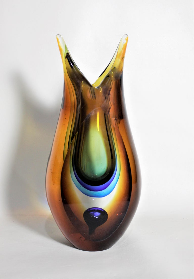 MidCentury Modern Scandinavian Studio Art Glass Vase For Sale at 1stDibs