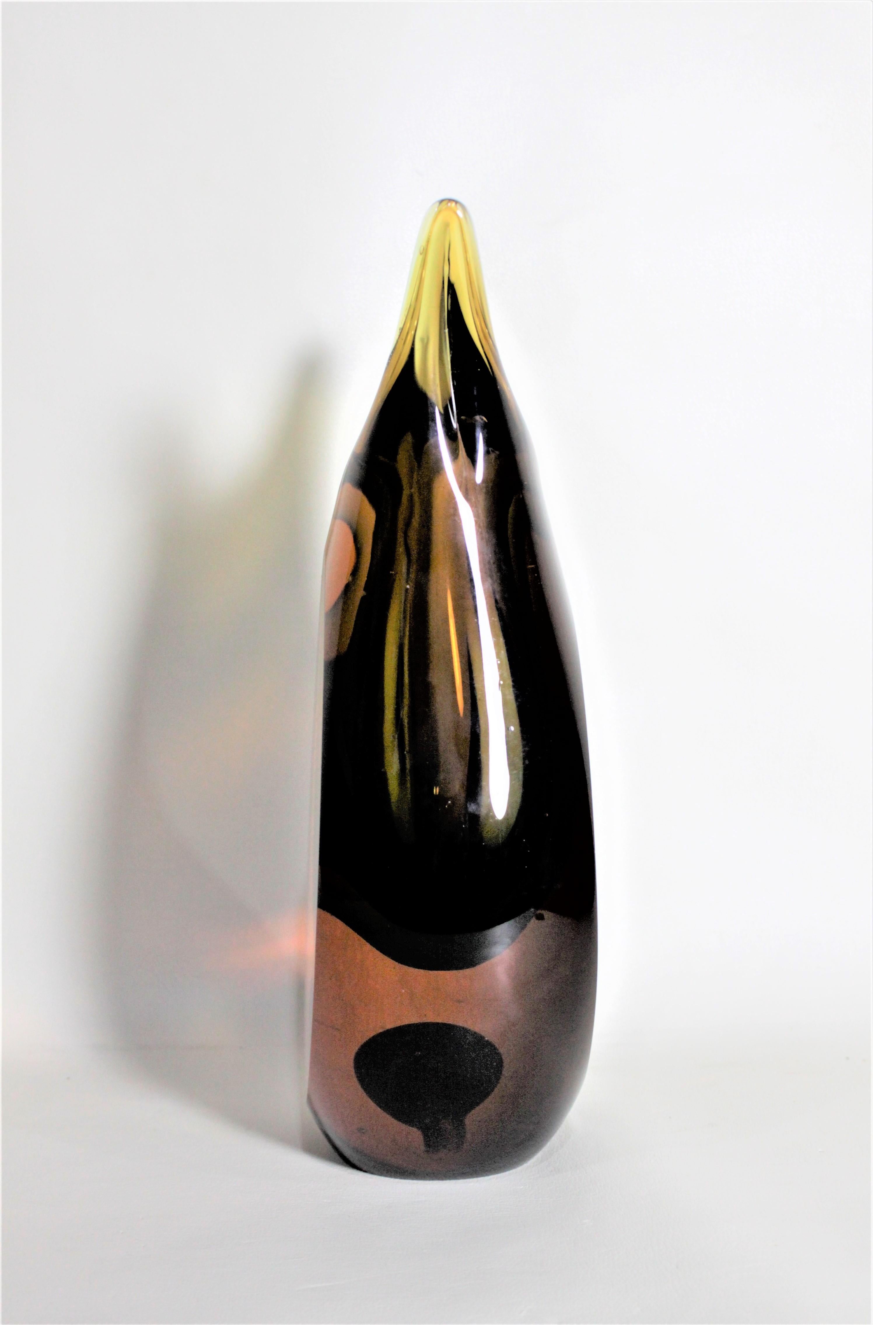 Hand-Crafted Mid-Century Modern Scandinavian Studio Art Glass Vase For Sale