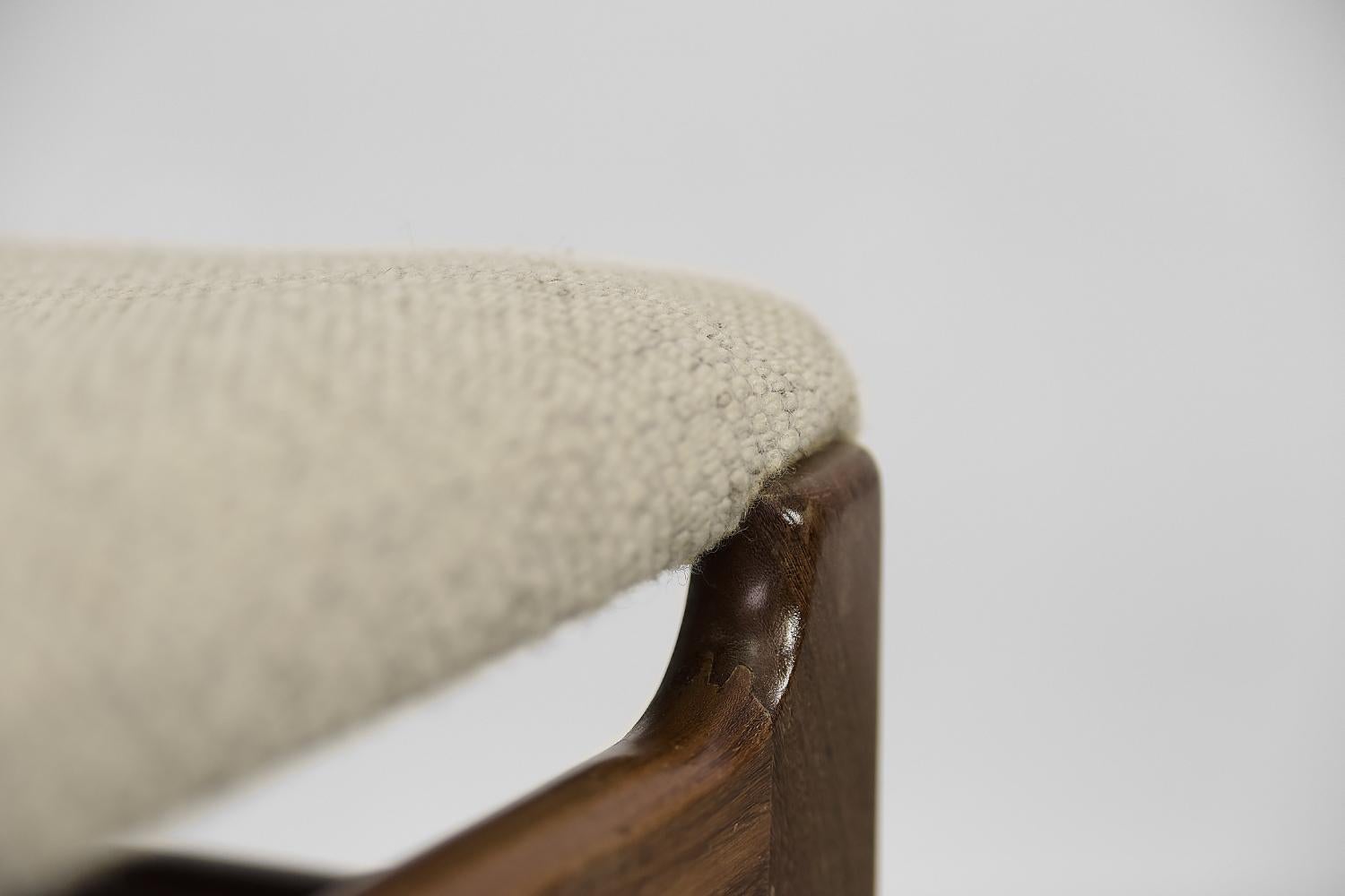 Mid-Century Modern Scandinavian Teak Wood & Fabric Dining Chair, 1960s, Set of 4 For Sale 4