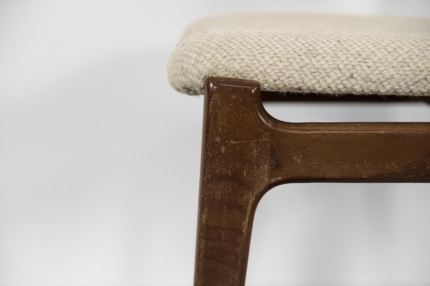 Mid-Century Modern Scandinavian Teak Wood & Fabric Dining Chair, 1960s, Set of 4 For Sale 6