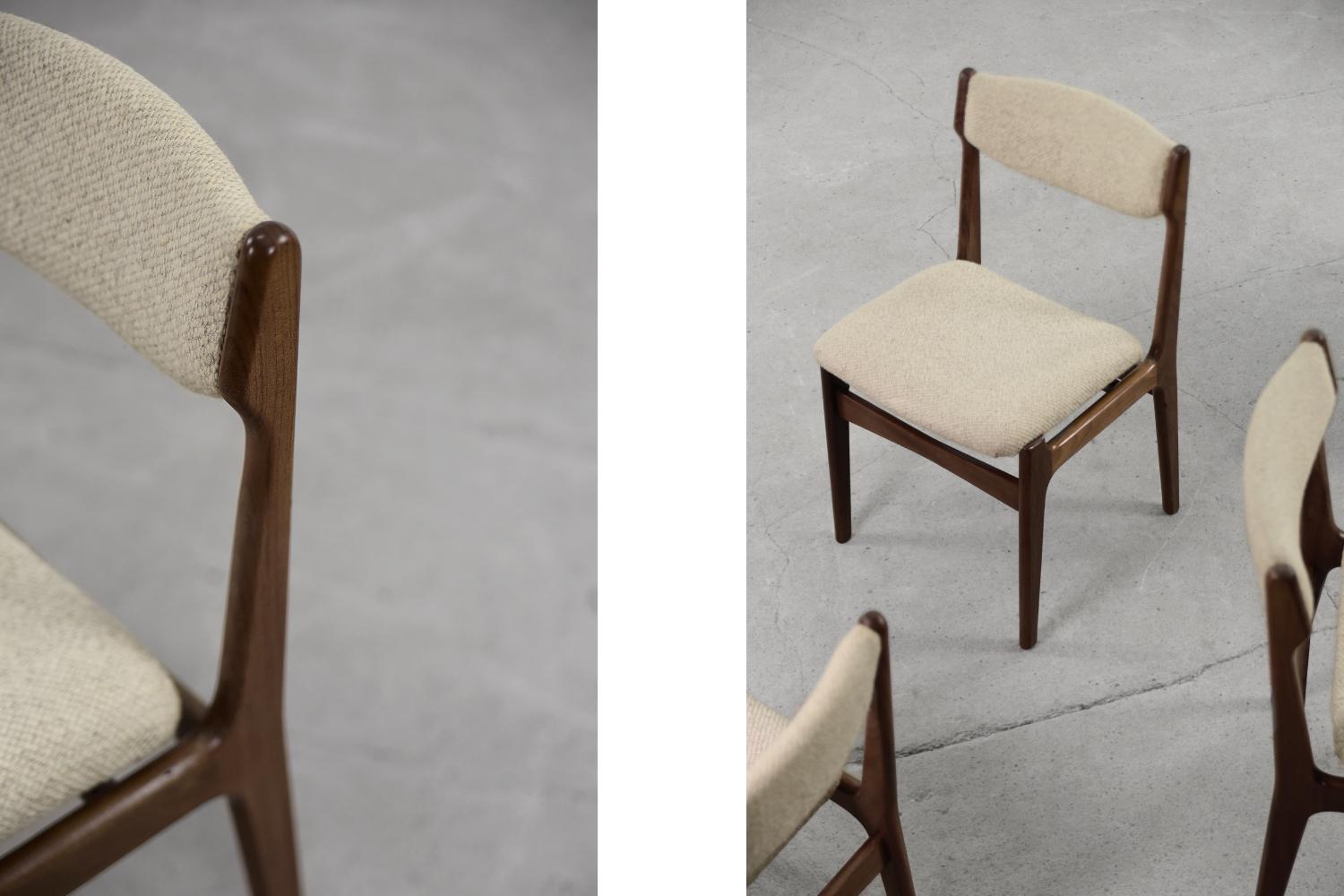 Scandinavian Modern Mid-Century Modern Scandinavian Teak Wood & Fabric Dining Chair, 1960s, Set of 4 For Sale