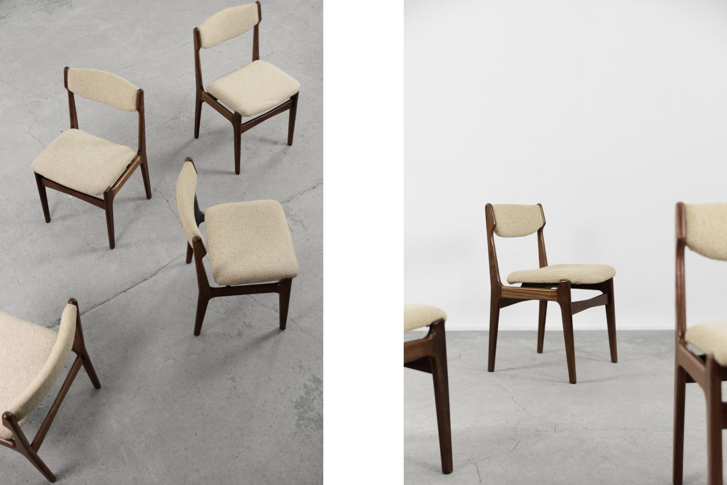 Mid-20th Century Mid-Century Modern Scandinavian Teak Wood & Fabric Dining Chair, 1960s, Set of 4 For Sale