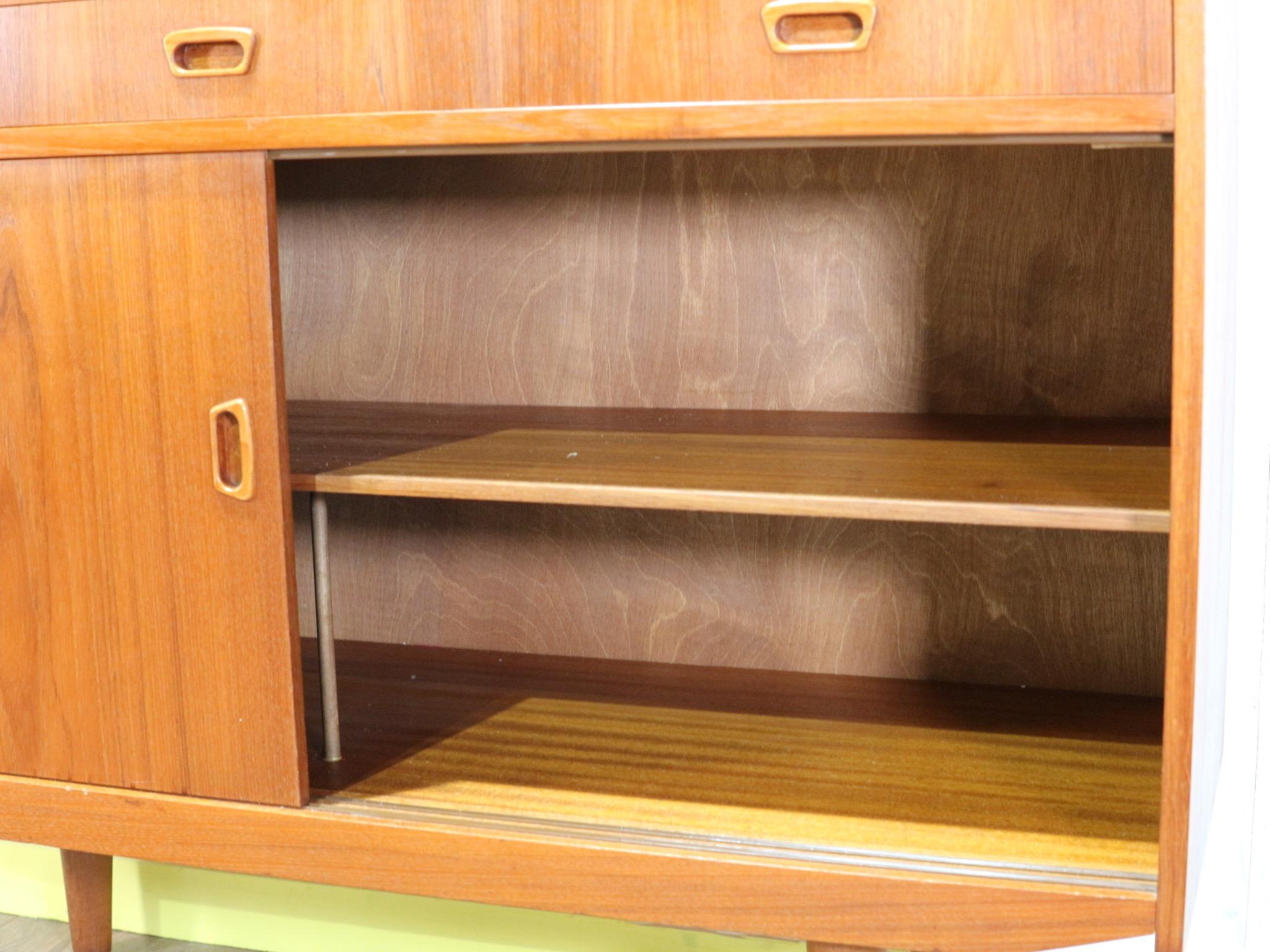 Mid-Century Modern Scandinavian Teak Hutch China Cabinet 1