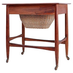 Vintage Mid-Century Modern Scandinavian Teak Sewing Basket End Table - Johannes Andersen