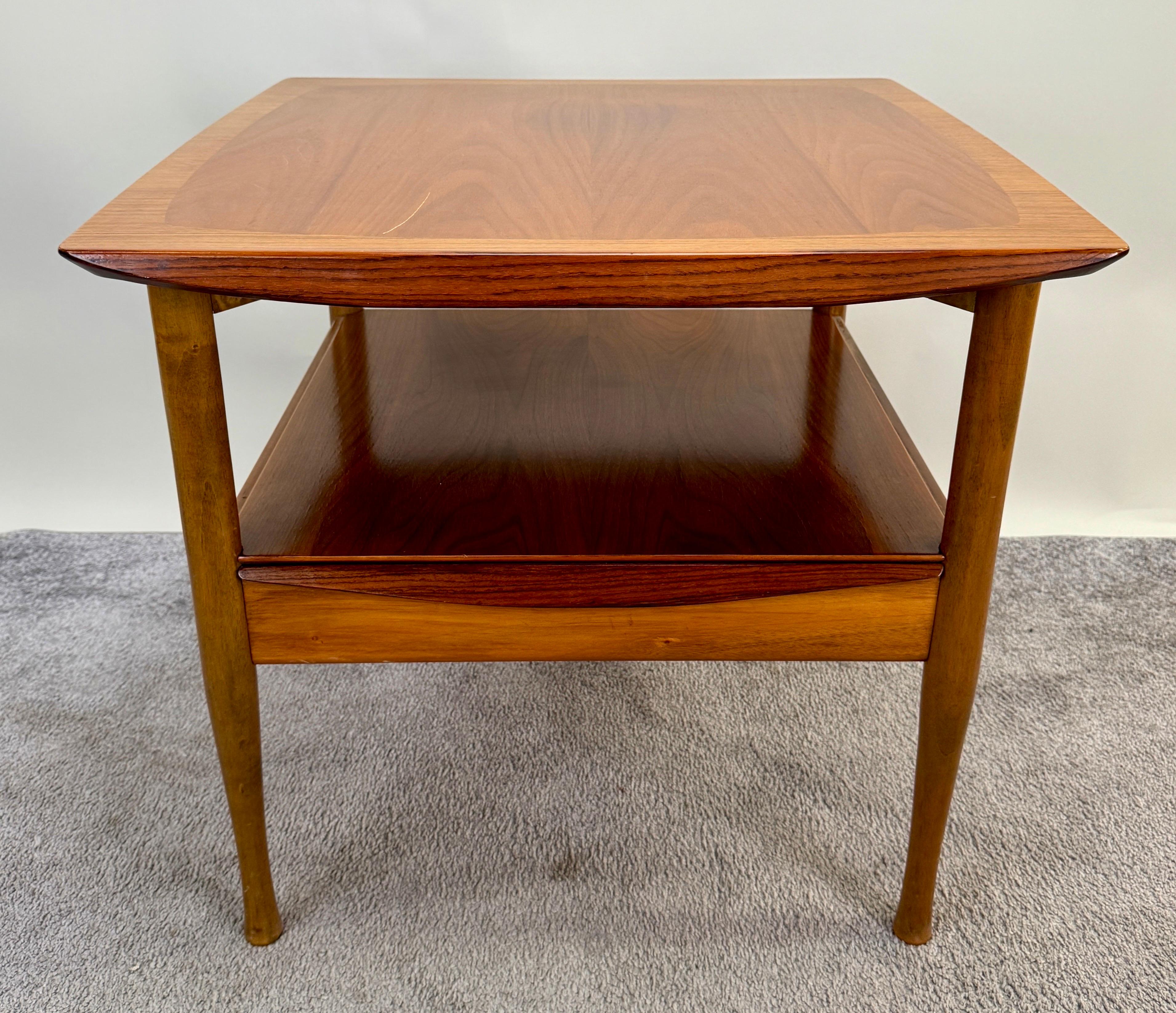 Mid-Century Modern Mid Century Modern Scandinavian Teak Side Table with Shelf after Finn Juhl  For Sale