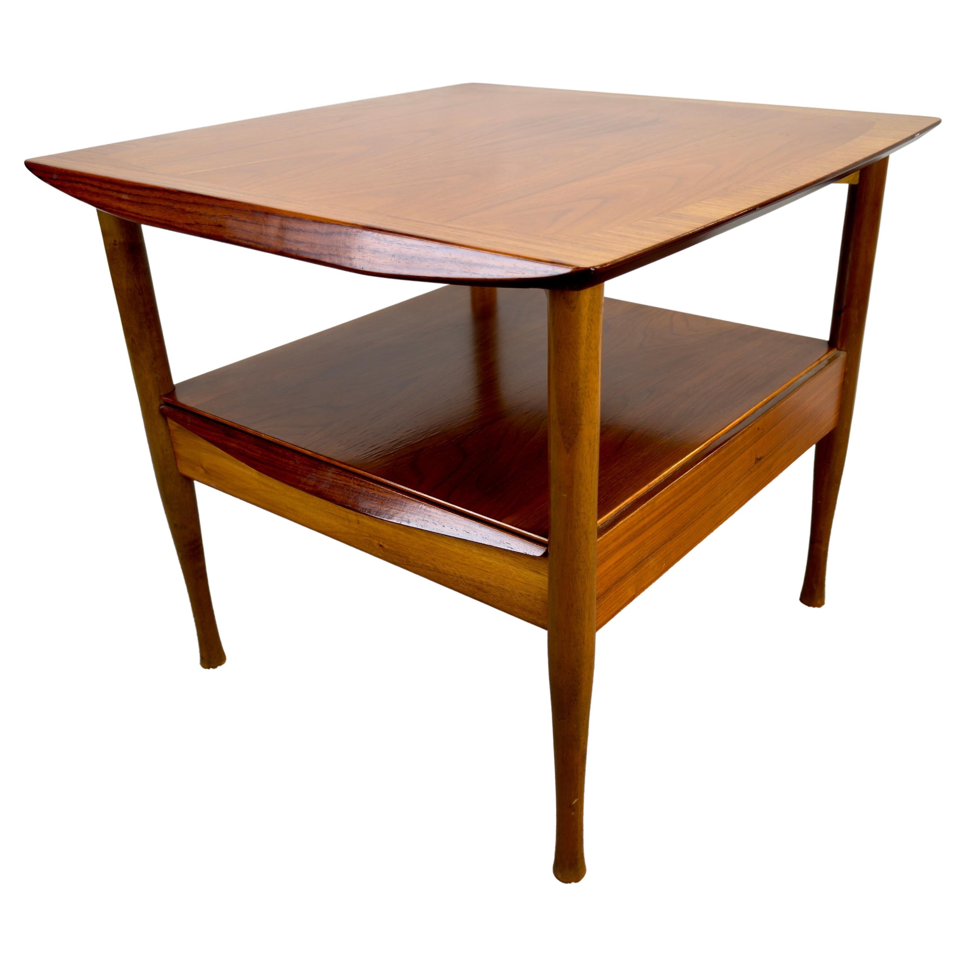 Mid Century Modern Scandinavian Teak Side Table with Shelf after Finn Juhl  For Sale