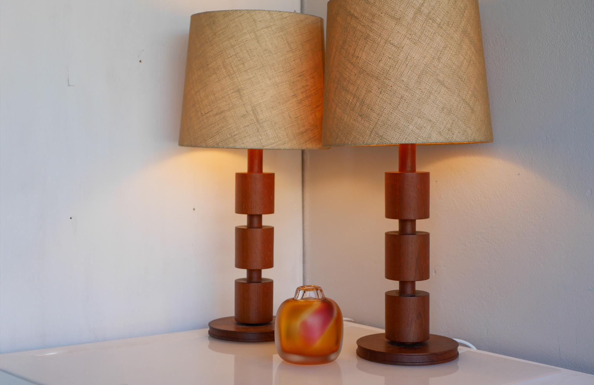 Swedish Modern Scandinavian vintage Teak table lamps from Möllers, Sweden