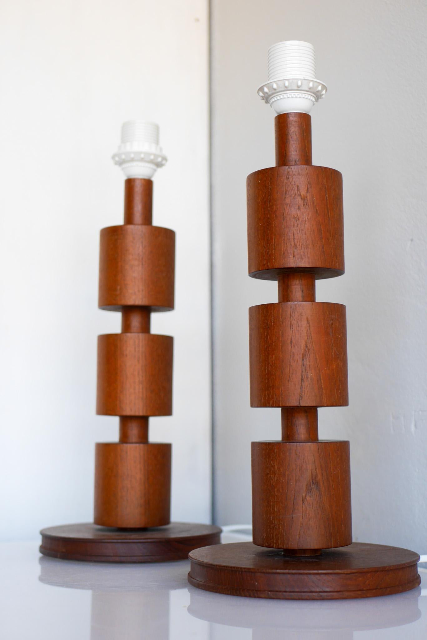 Modern Scandinavian vintage Teak table lamps from Möllers, Sweden In Good Condition In Skarpnäck, SE