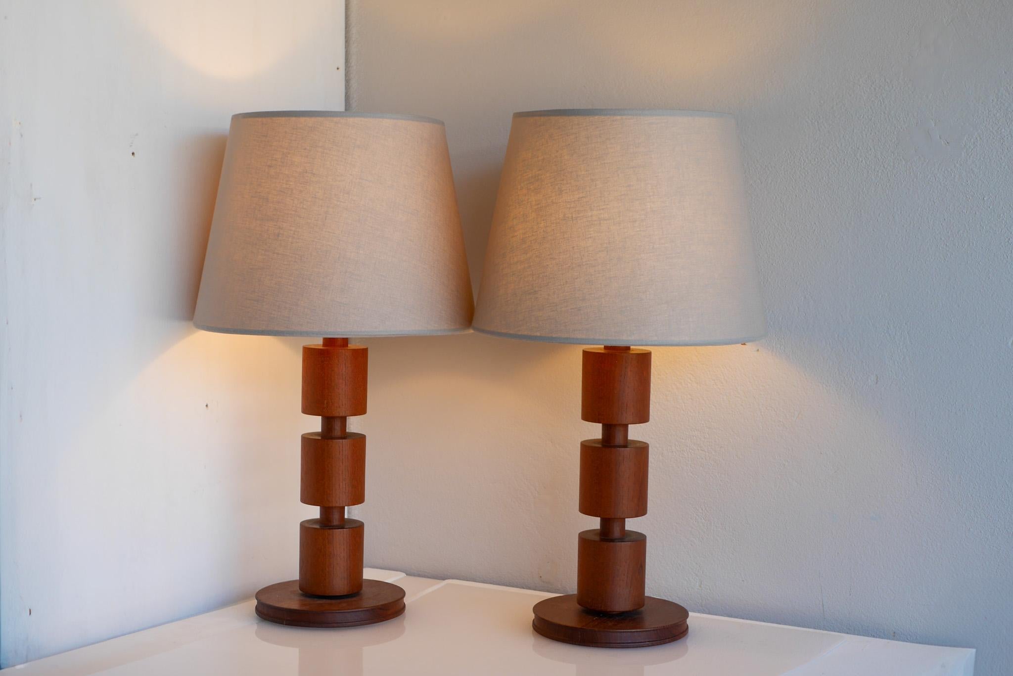 Mid-20th Century Modern Scandinavian vintage Teak table lamps from Möllers, Sweden