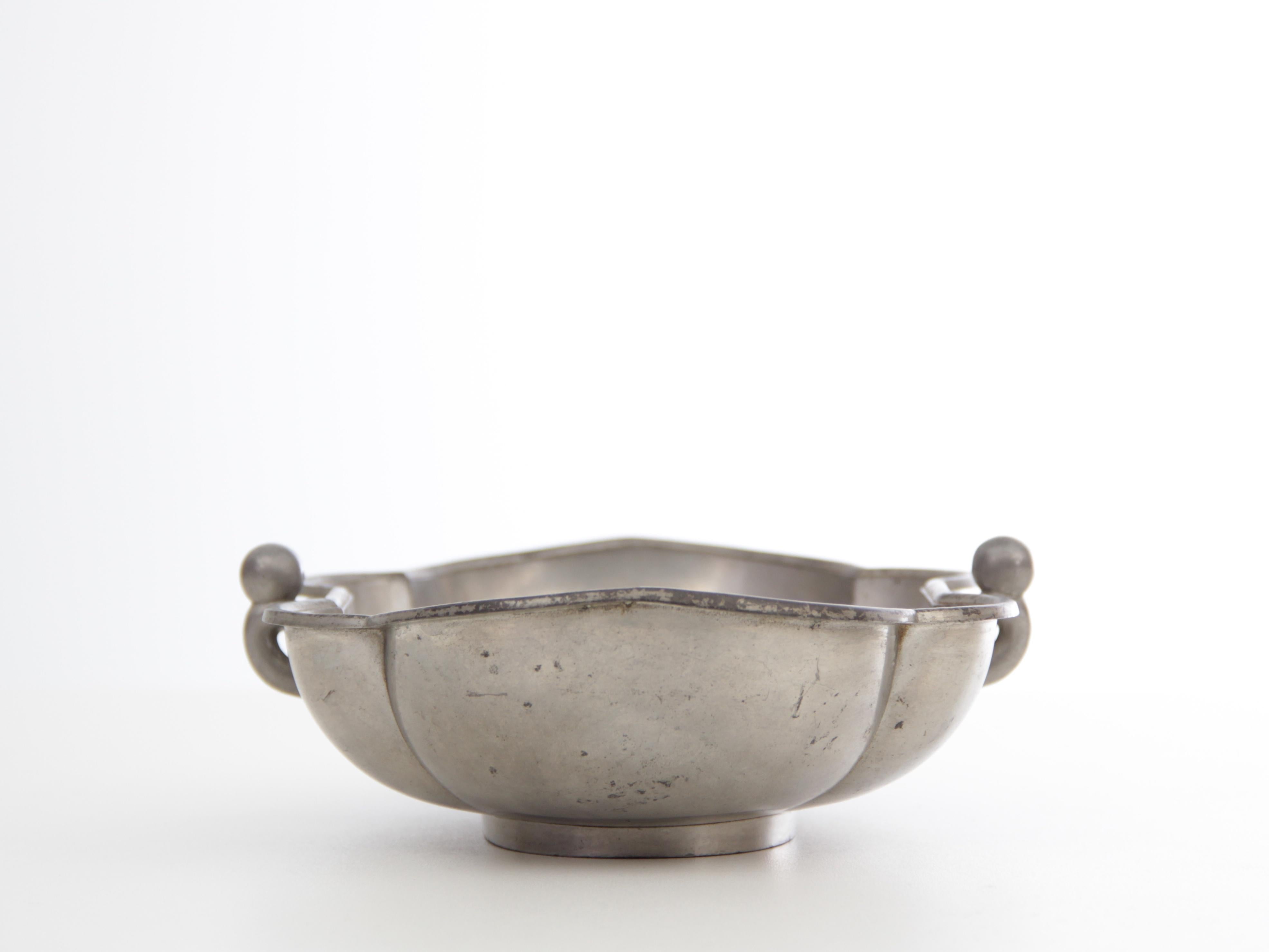 Mid-Century Modern Scandinavian tin bowl by Just Andersen.