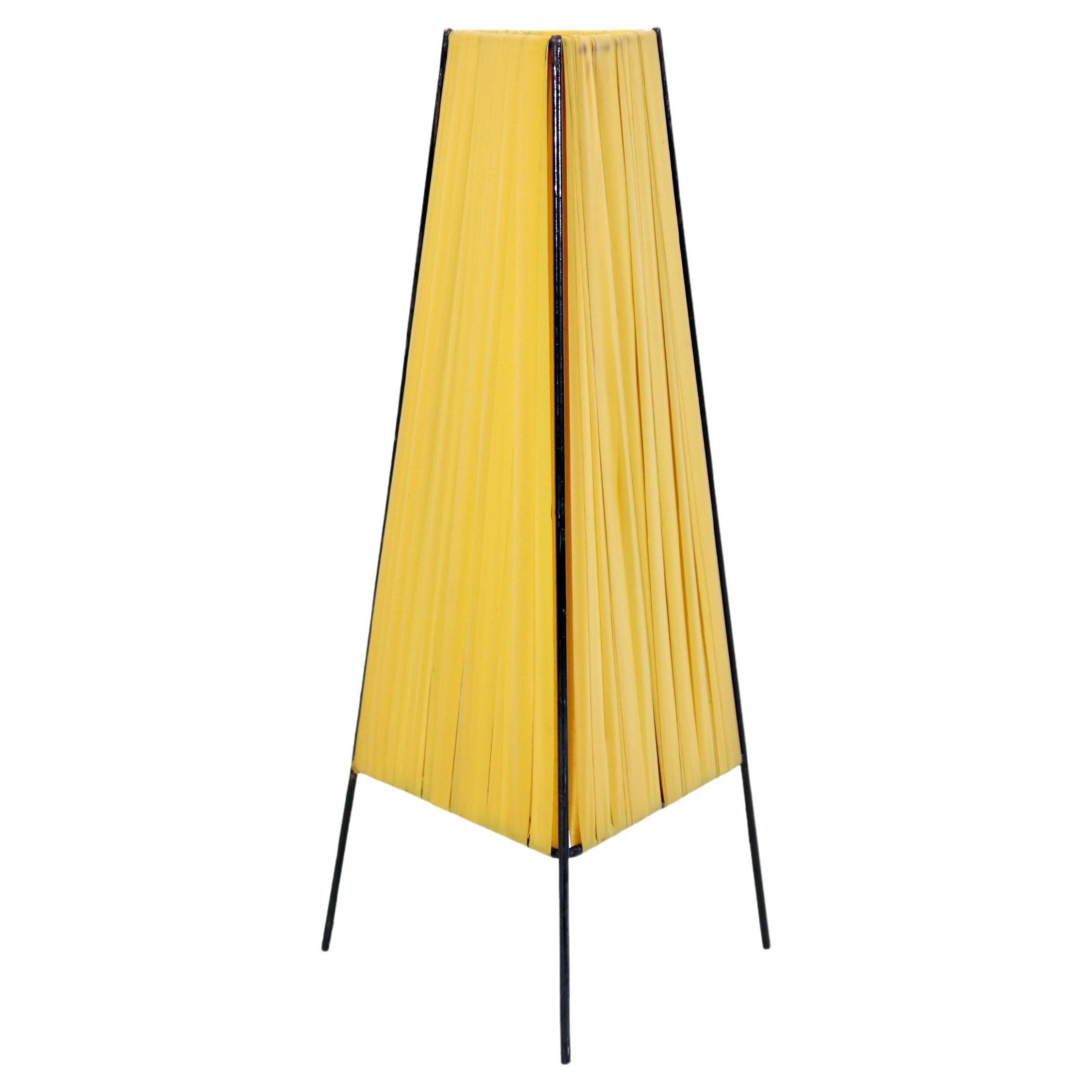 MidCentury Tripod Hairpin Table Lamp with Rattan Shades at 1stDibs