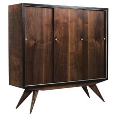 Vintage Classic Mid-Century Modern Scandinavian Dark Walnut Wood Cabinet, 1960s
