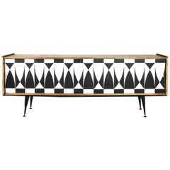 Mid-Century Modern Scandinavian Walnut Sideboard with Hand-Painted Pattern, 1960