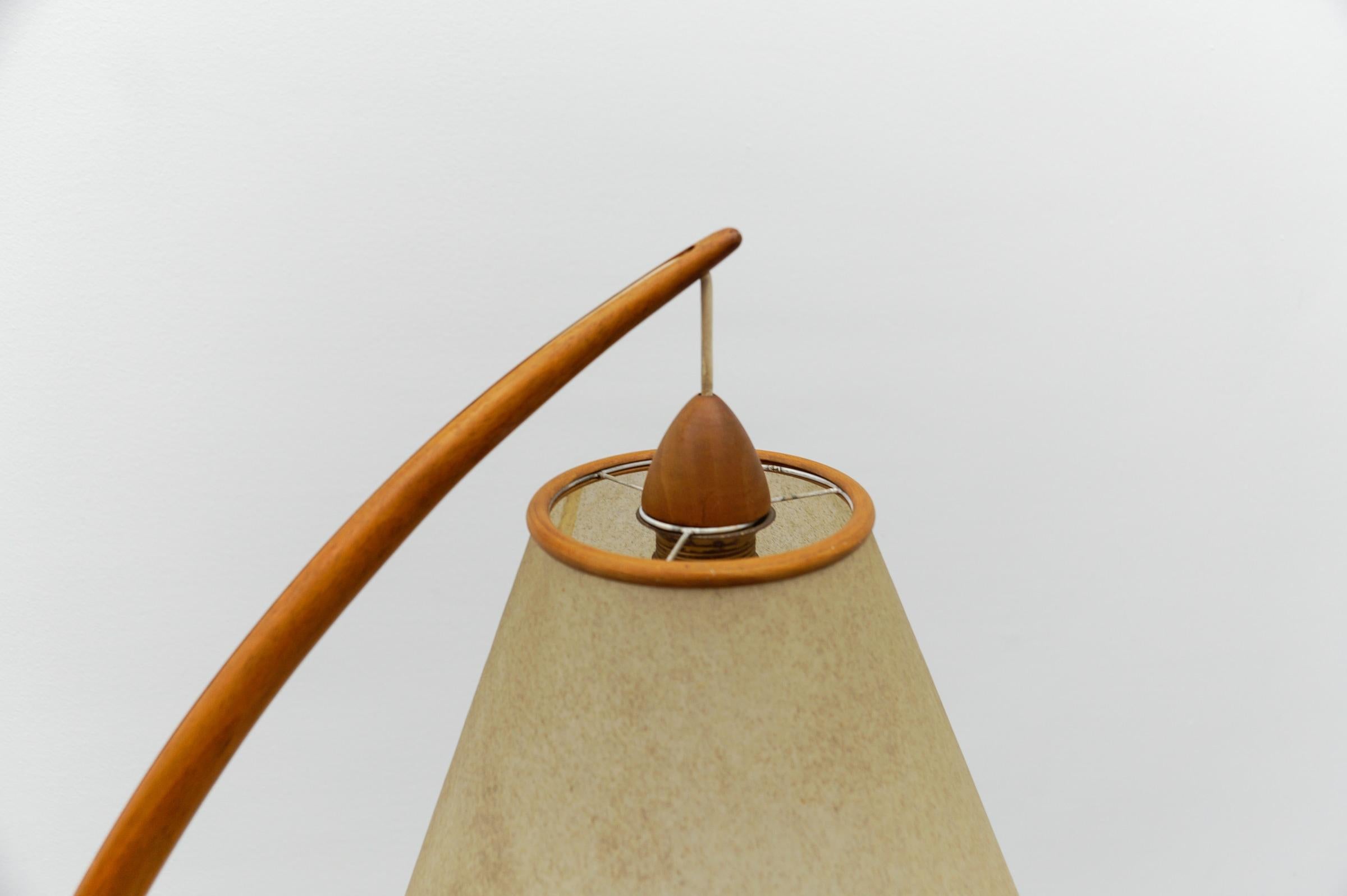 Mid-Century Modern scandinavian wooden arc floor lamp, 1950s For Sale 4