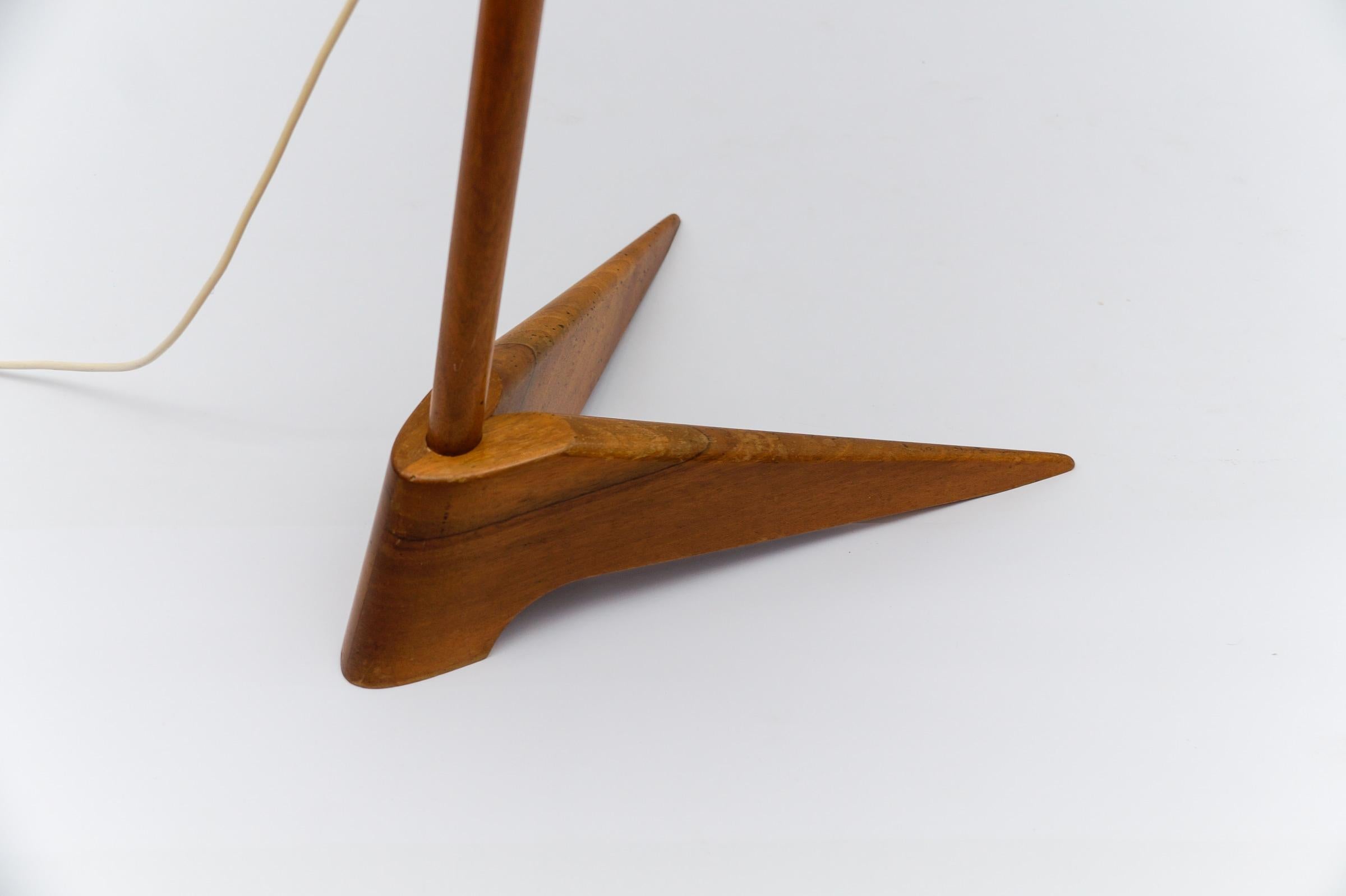 Mid-Century Modern scandinavian wooden arc floor lamp, 1950s For Sale 11