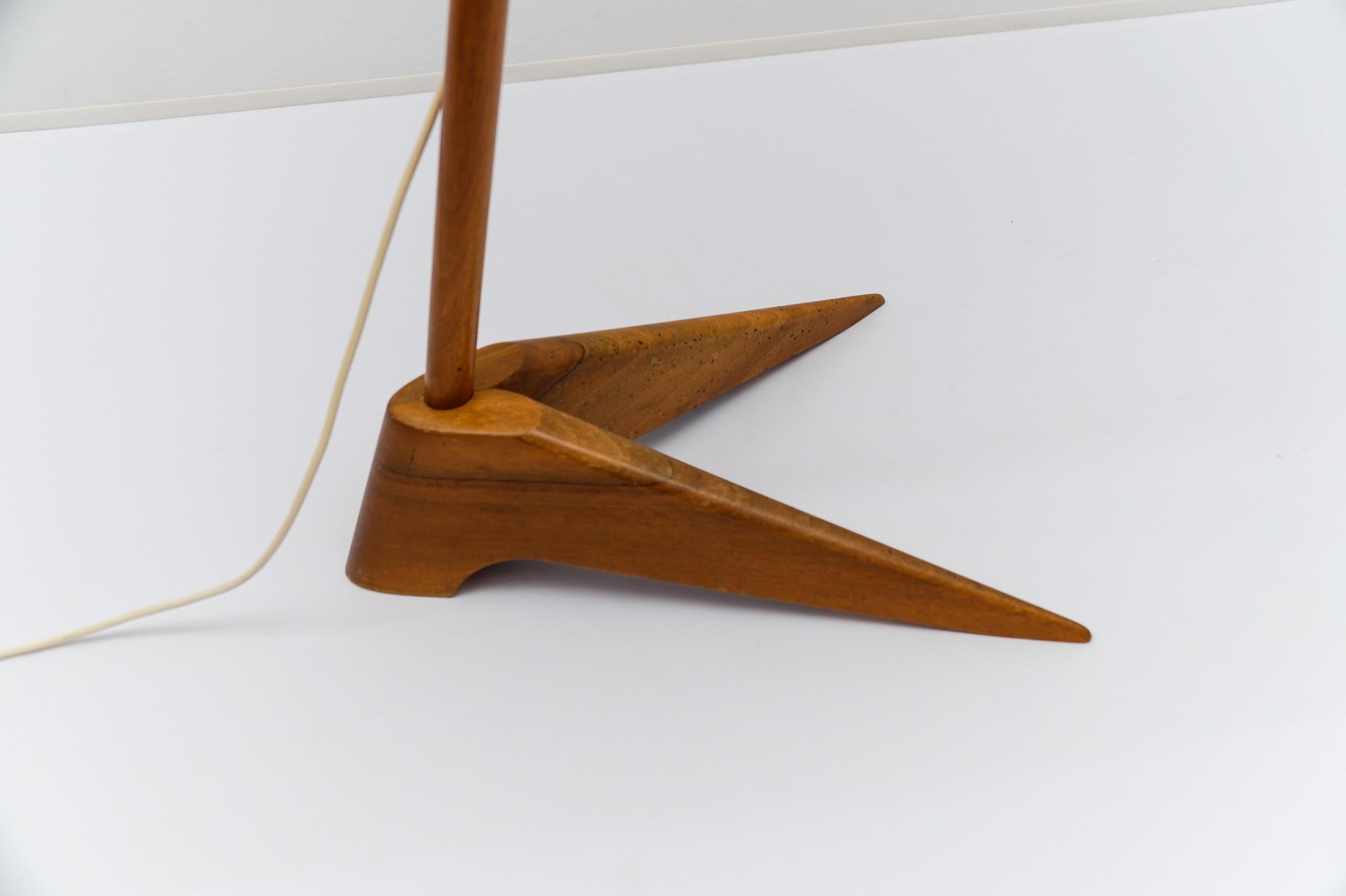 Mid-Century Modern scandinavian wooden arc floor lamp, 1950s For Sale 12