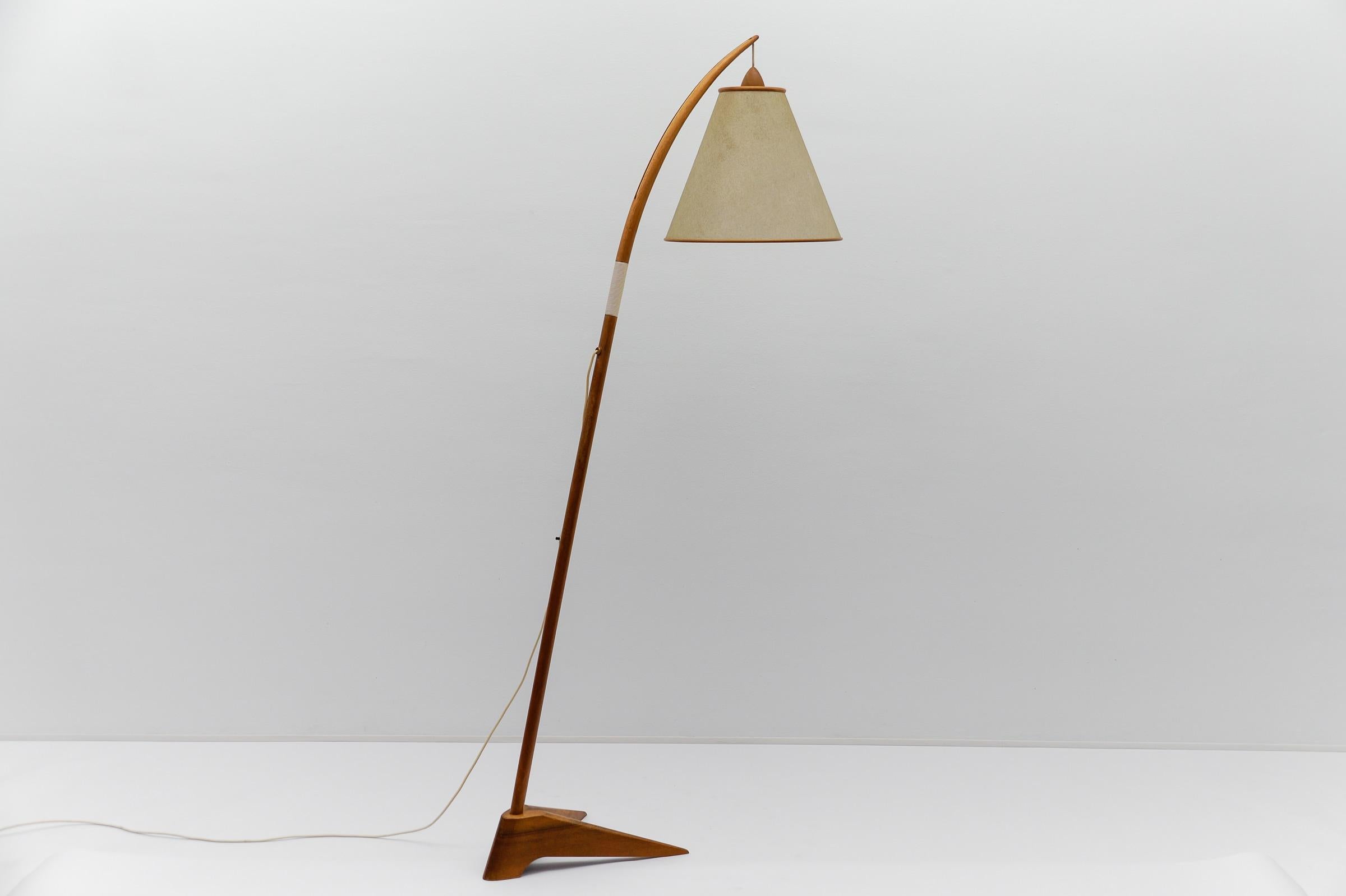 Mid-Century Modern scandinavian wooden arc floor lamp, 1950s For Sale 2