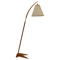 Mid-Century Modern scandinavian wooden arc floor lamp, 1950s