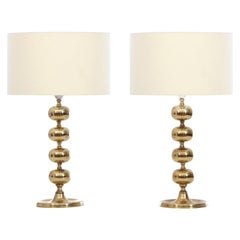 Mid-Century Modern Scandinavian Pair of Brass Lamp