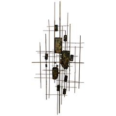 Mid-Century Modern Schmidt Jere Style Brutalist Metal Wall Art Sculpture, 1970s