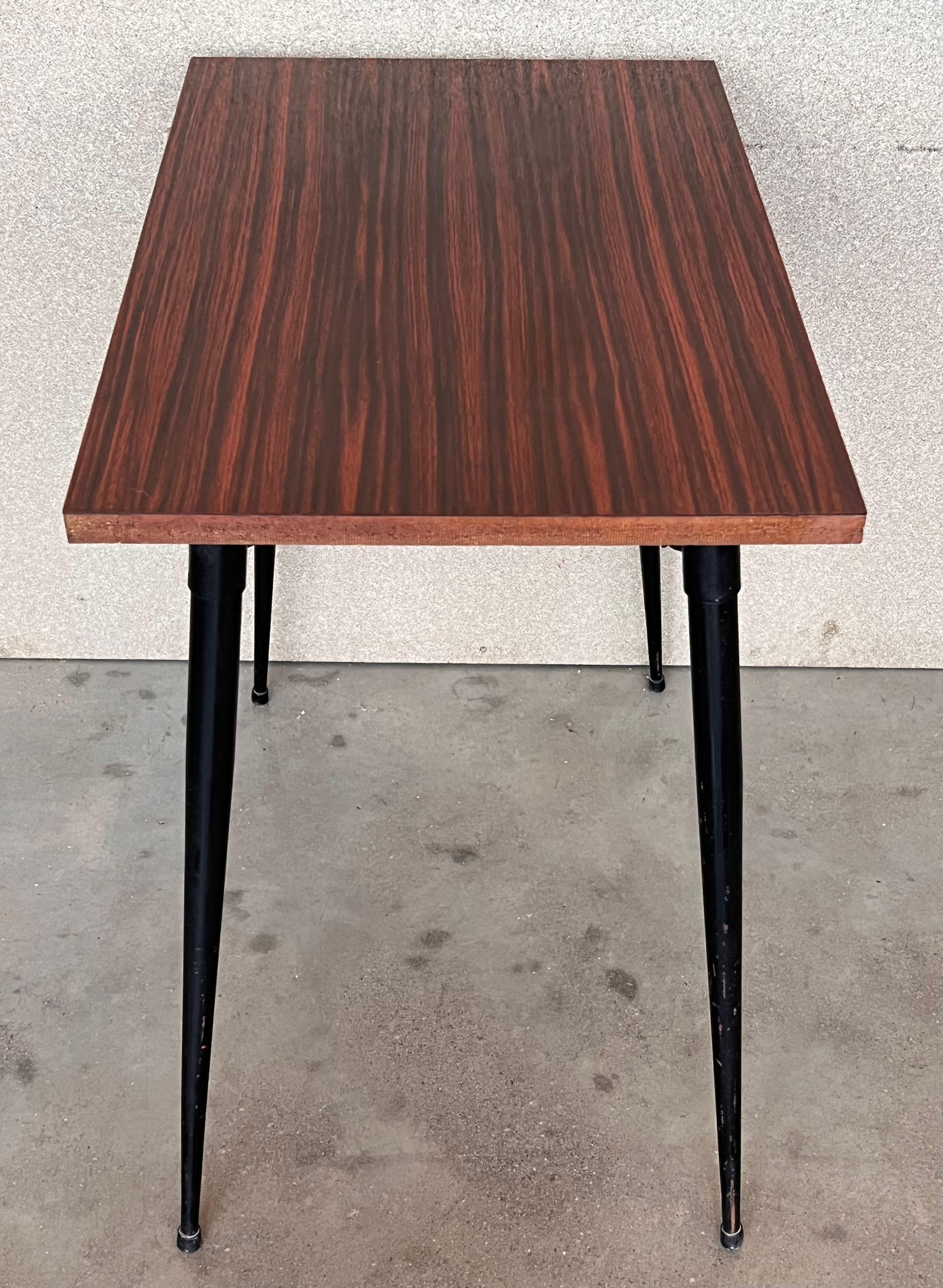 20th Century Mid Century Modern School Desk with drawer and Iron Legs, 8 pieces available For Sale