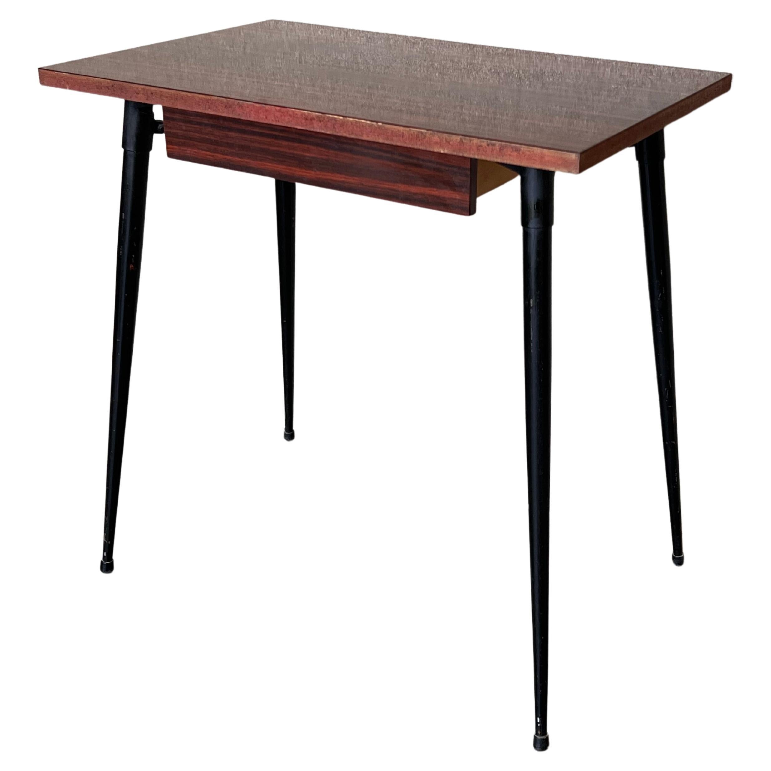 Mid Century Modern School Desk with drawer and Iron Legs, 8 pieces available