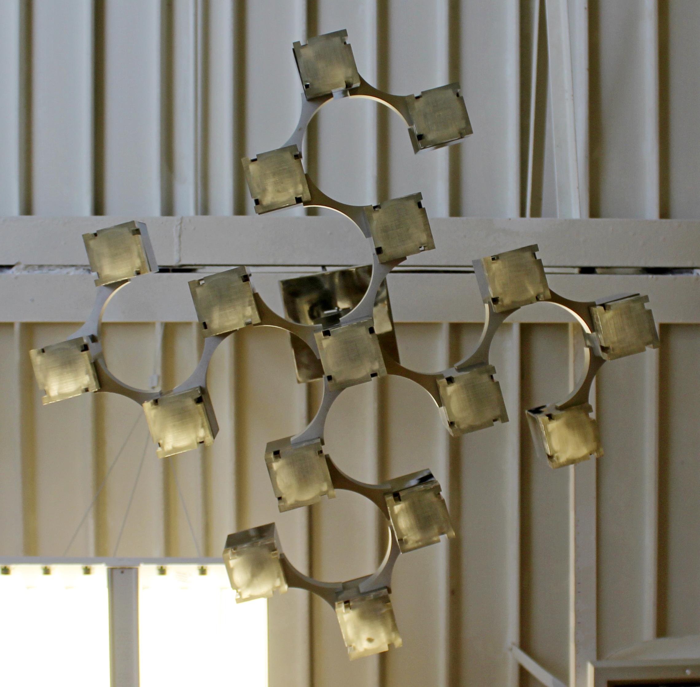 Late 20th Century Mid-Century Modern Sciolari 17 Arm Cubic Chrome Chandelier Fixture Italian 1970s