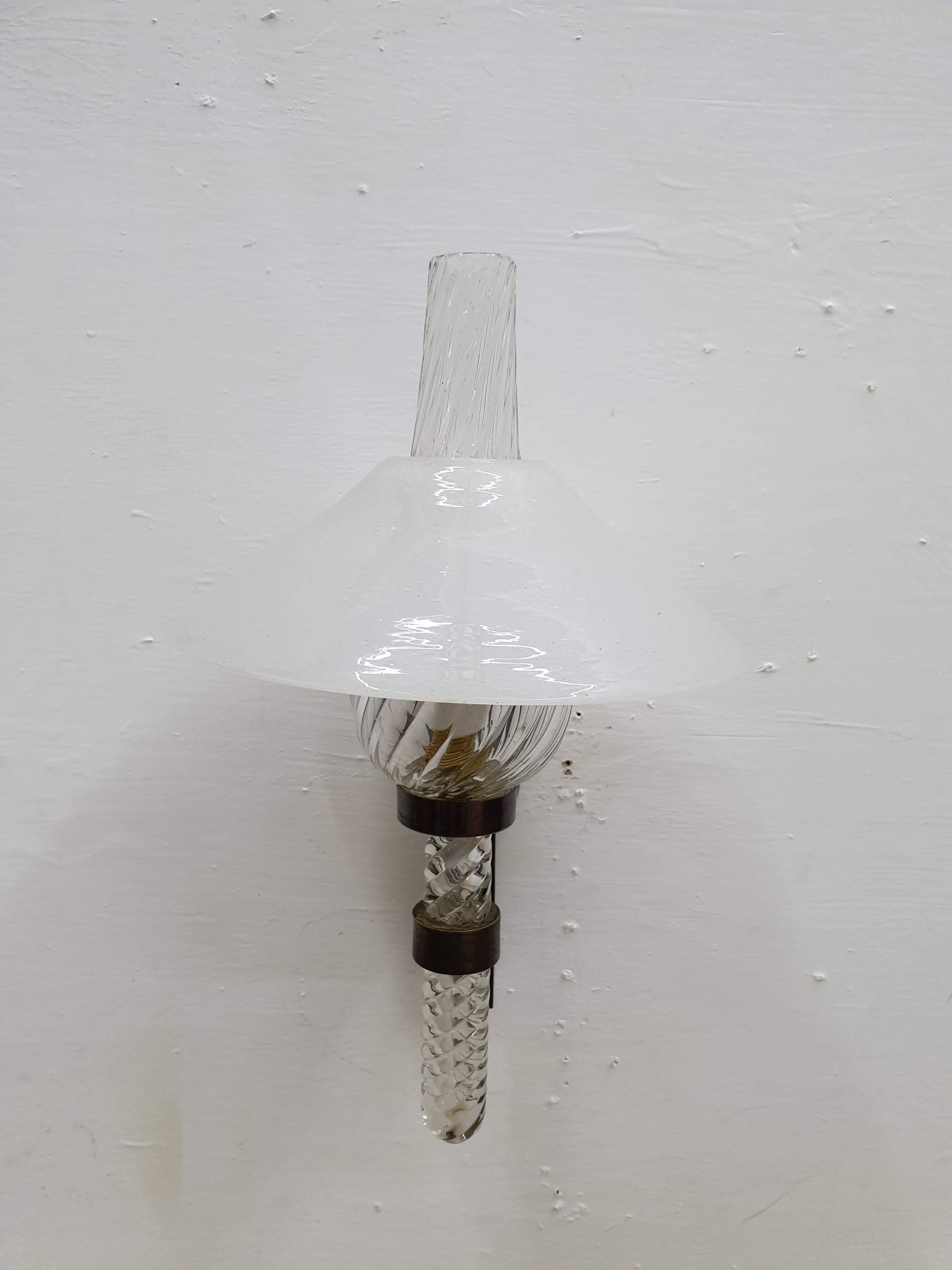 Mid-Century Modern Sconce designed by Barovier Toso, Italy, circa 1940 For Sale 8