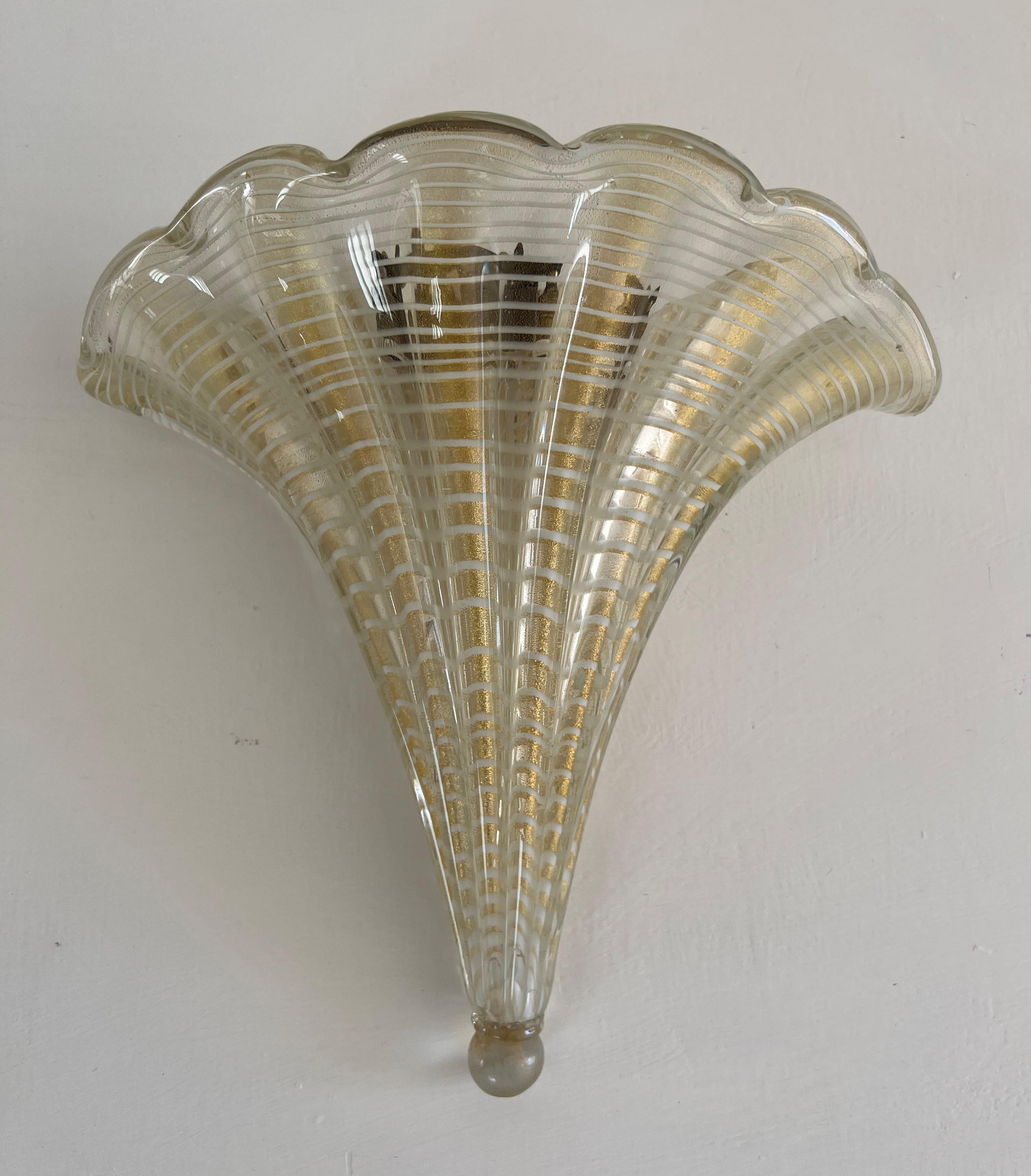 20th Century Mid-Century Modern Sconce Designed by Barovier Toso, Italy, circa 1960 For Sale