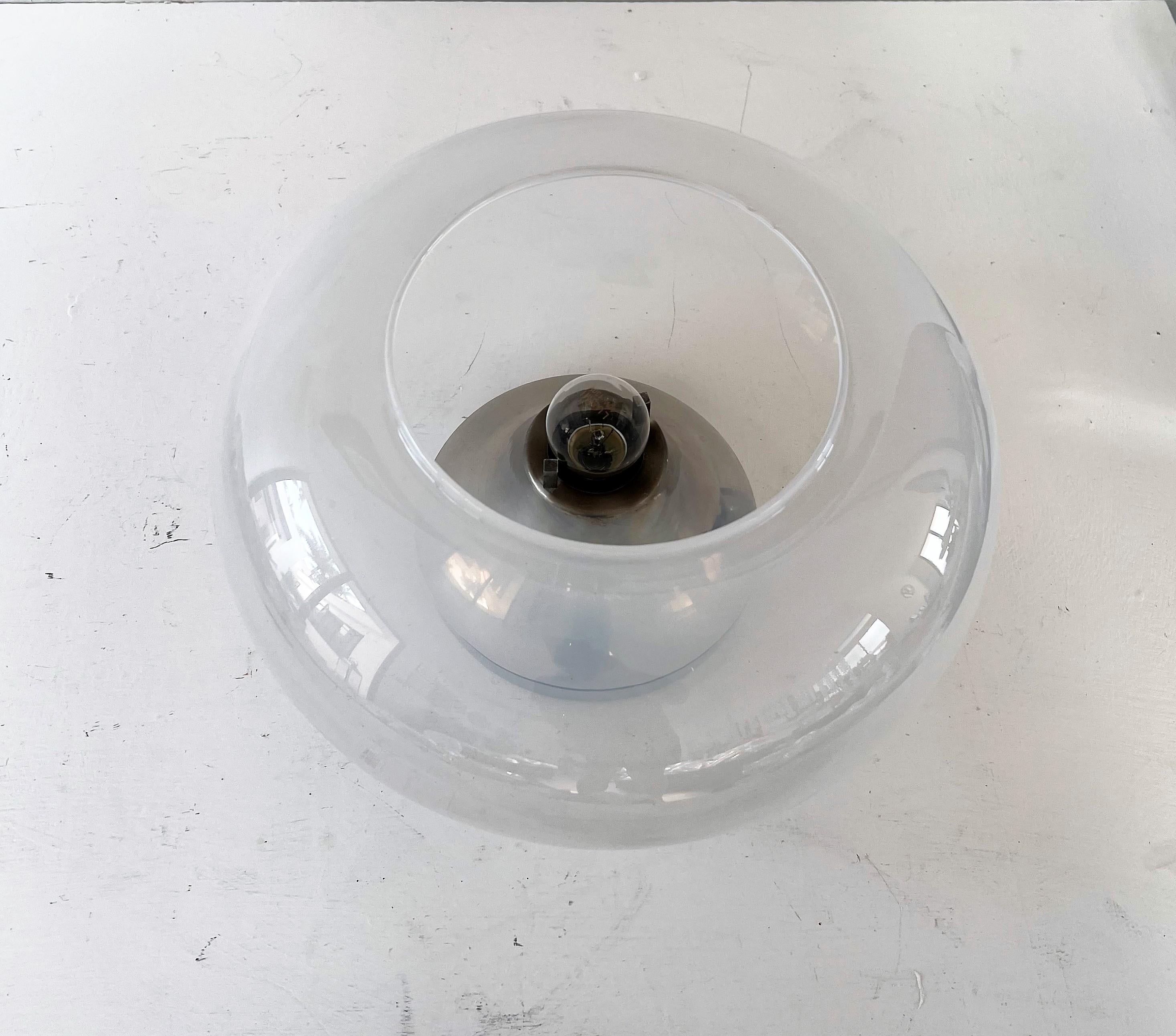 Large Mid-Century Modern sconce or flush mount in opalescent Murano glass by Leucos.
 
 