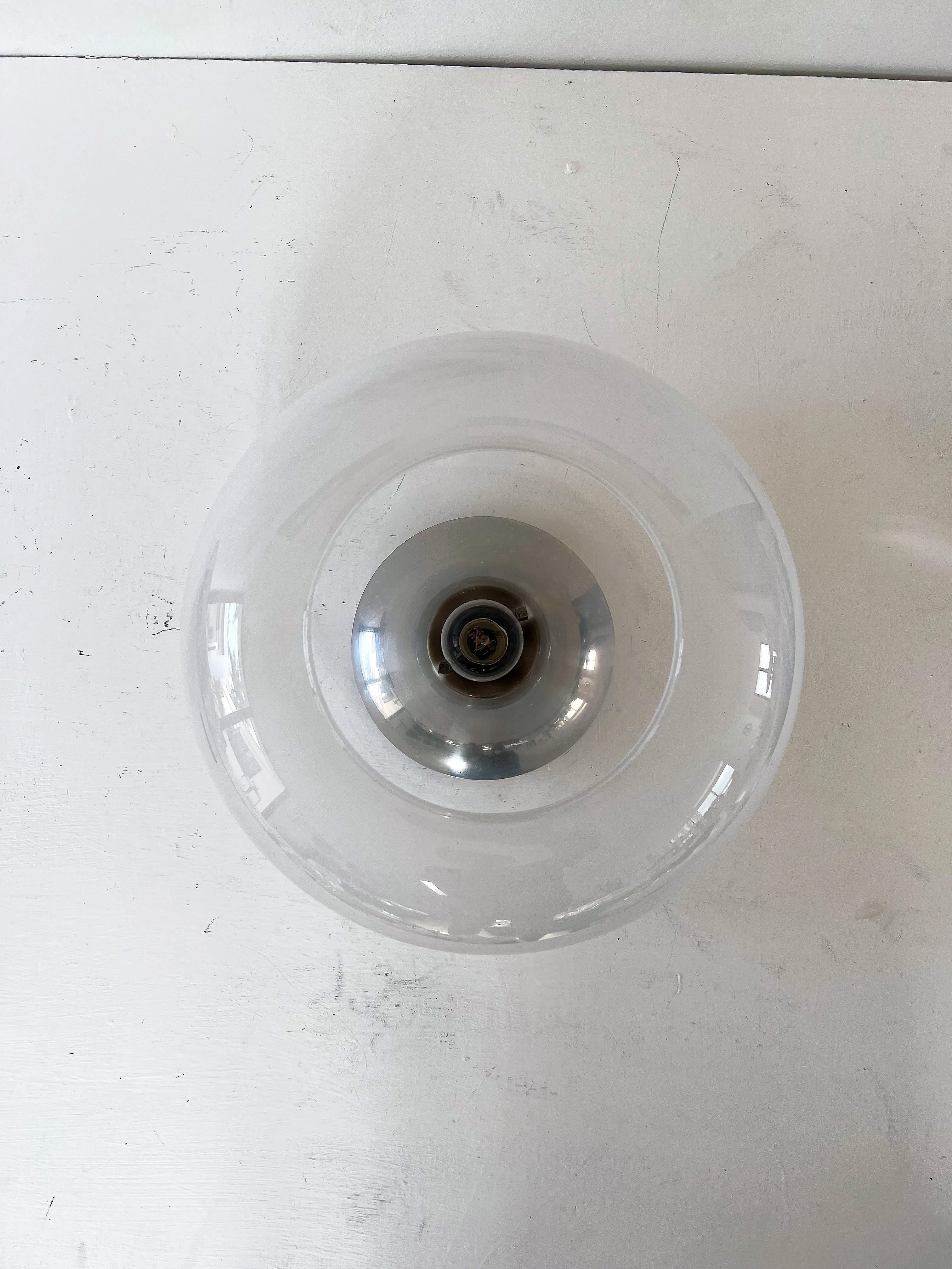 Space Age Mid-Century Modern Sconce or Flush Mount in Opalescent Murano Glass by Leucos For Sale