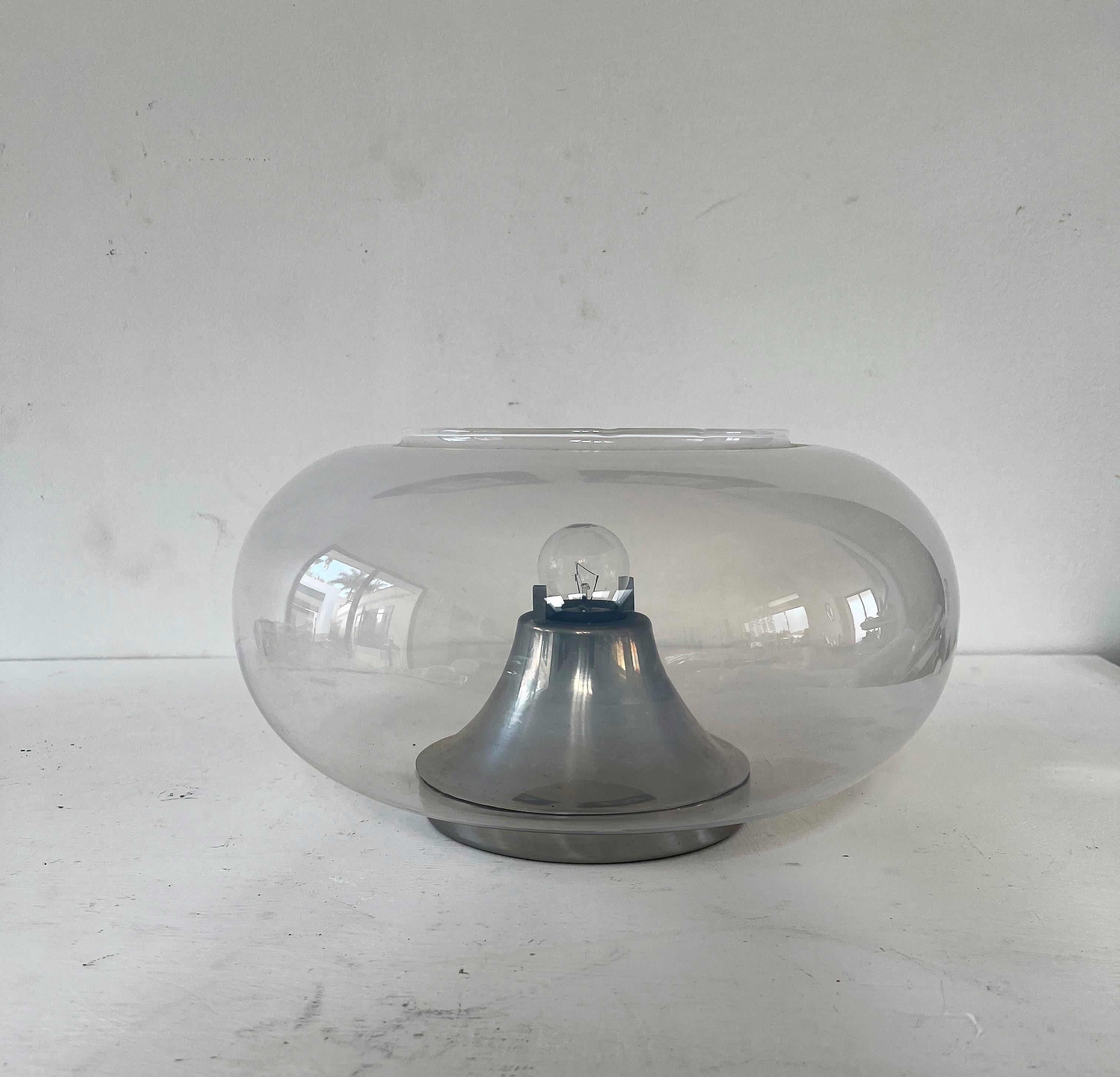 Italian Mid-Century Modern Sconce or Flush Mount in Opalescent Murano Glass by Leucos For Sale