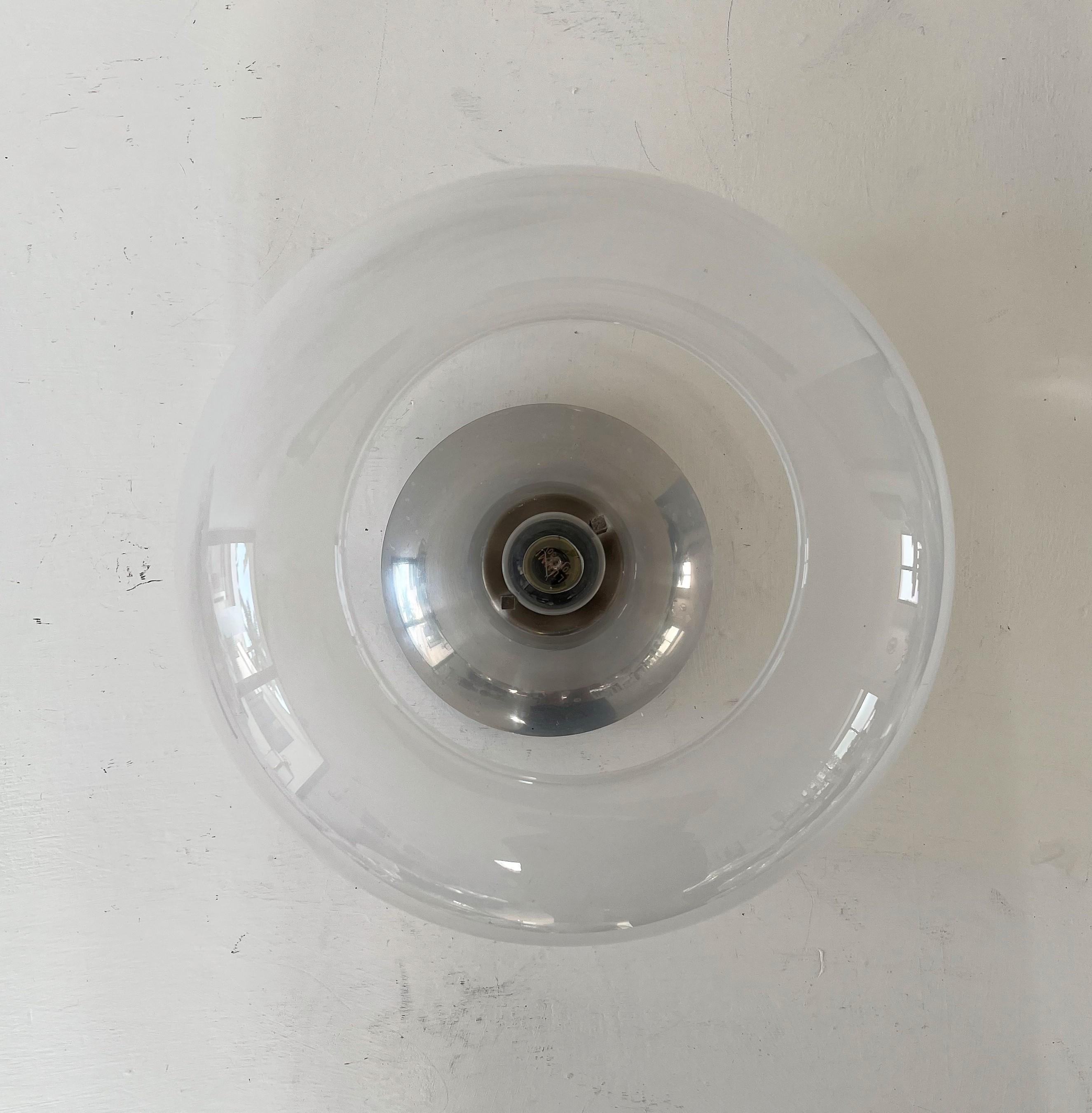 20th Century Mid-Century Modern Sconce or Flush Mount in Opalescent Murano Glass by Leucos For Sale