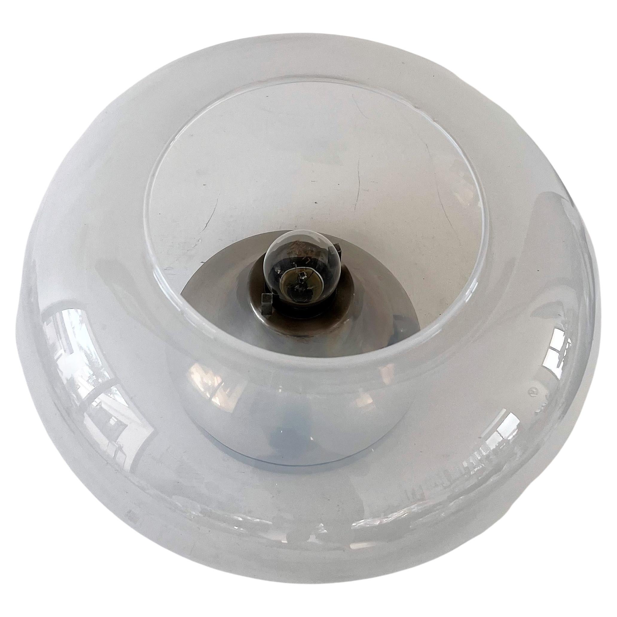 Mid-Century Modern Sconce or Flush Mount in Opalescent Murano Glass by Leucos
