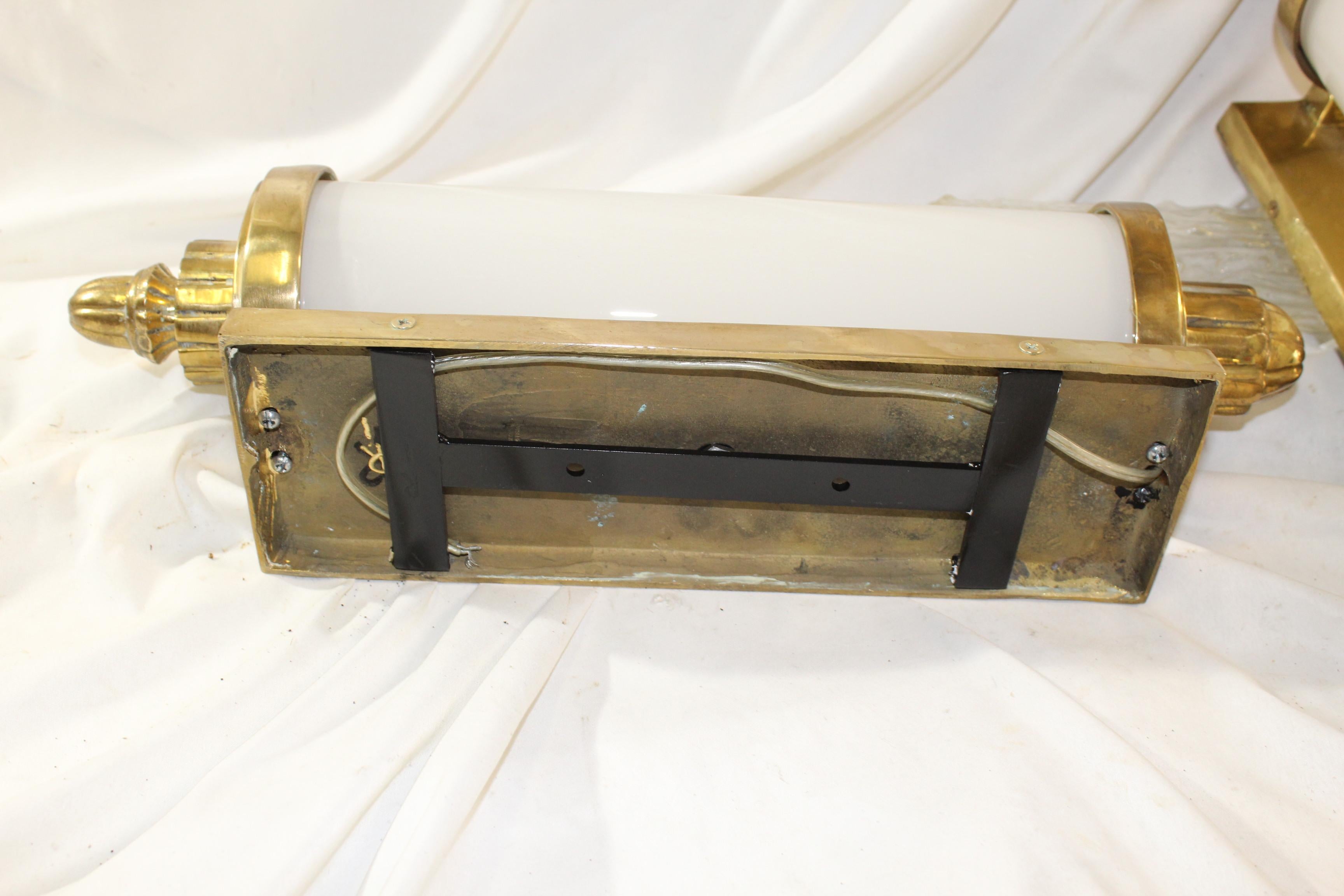 American Mid Century Modern Sconces  , Brass  ,   pair For Sale