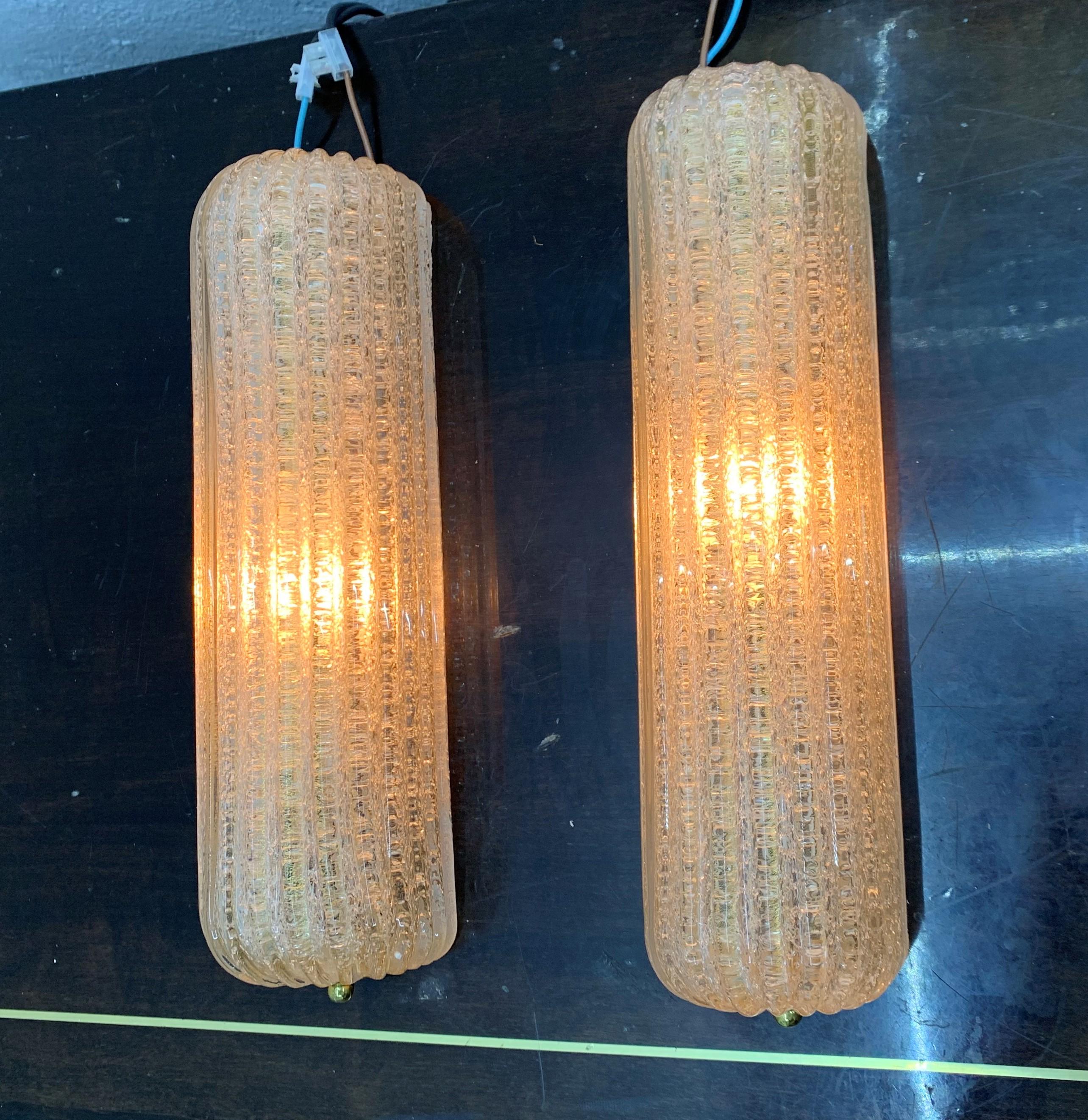 Brass Mid-Century Modern Sconces Designed by Barovier Toso, Italy, circa 1960