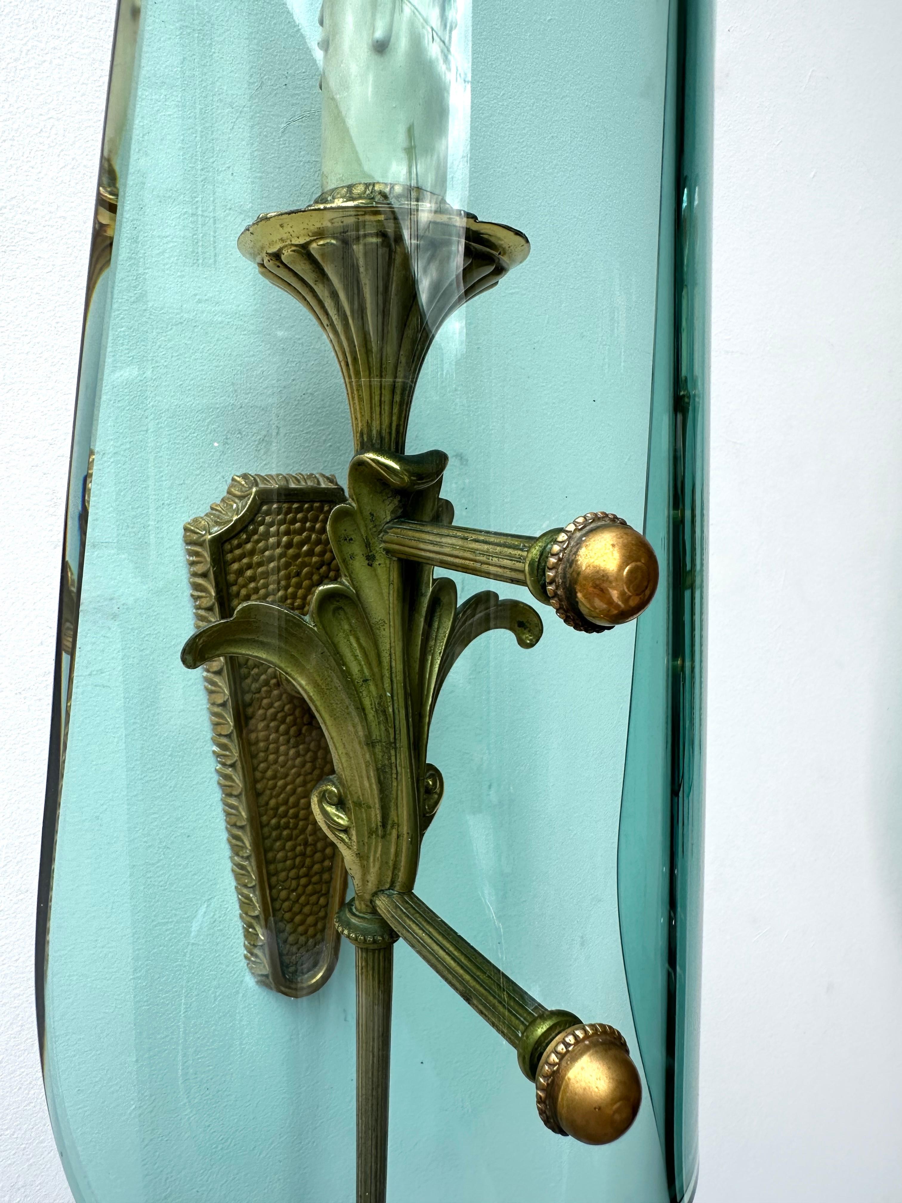 Mid-Century Modern Sconces Glass and Bronze. Italy, 1950s en vente 6