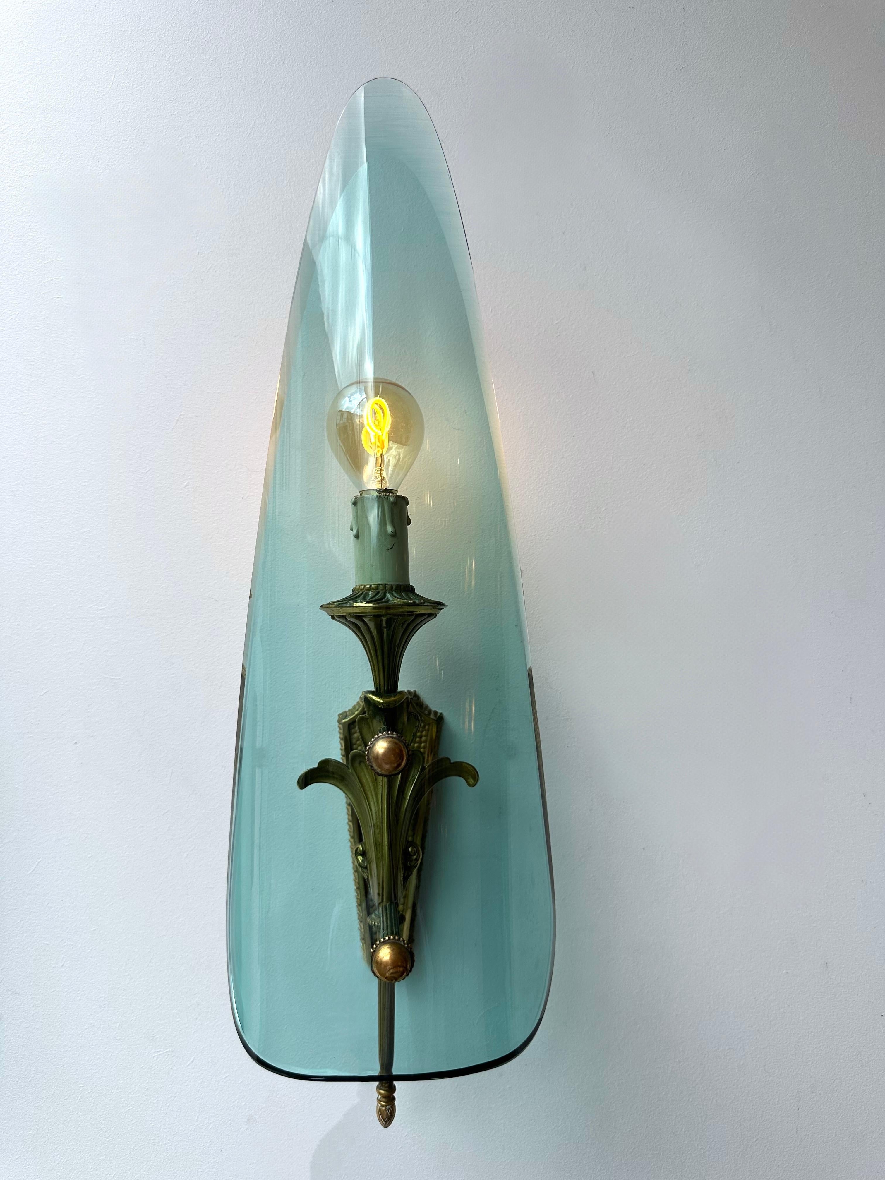 italien Mid-Century Modern Sconces Glass and Bronze. Italy, 1950s en vente