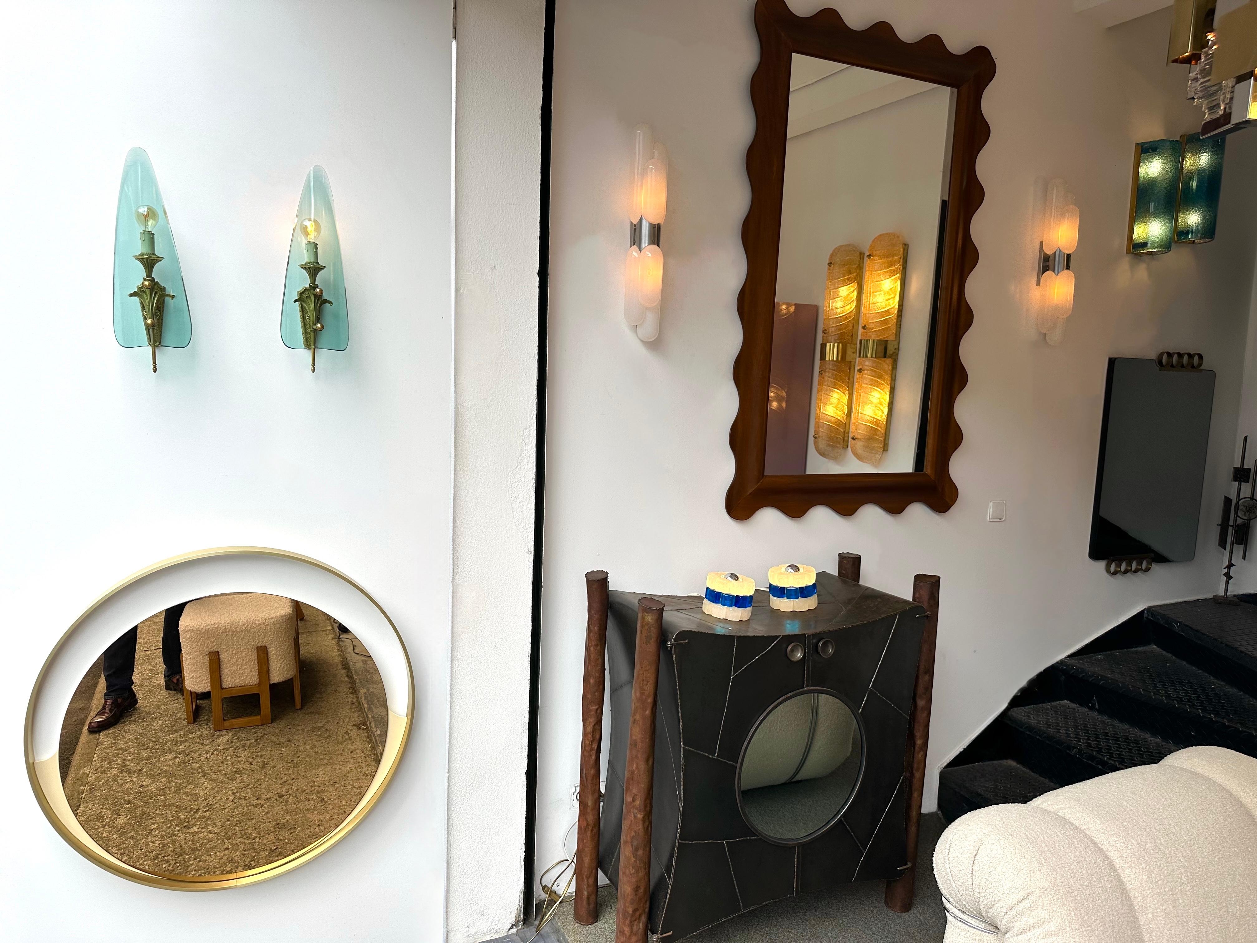 Mid-Century Modern Sconces Glass and Bronze. Italy, 1950s Bon état - En vente à SAINT-OUEN, FR